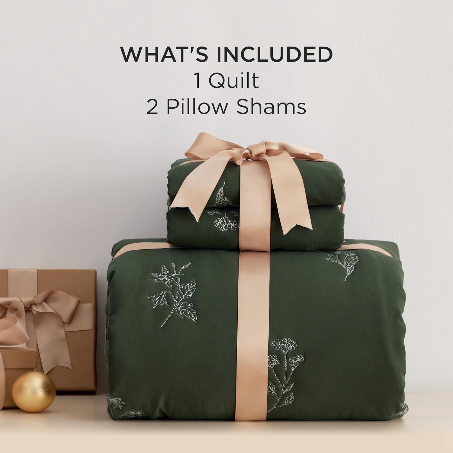 Bedsure Queen Quilt Set - Botanical Floral Super Soft 90x96 Inch