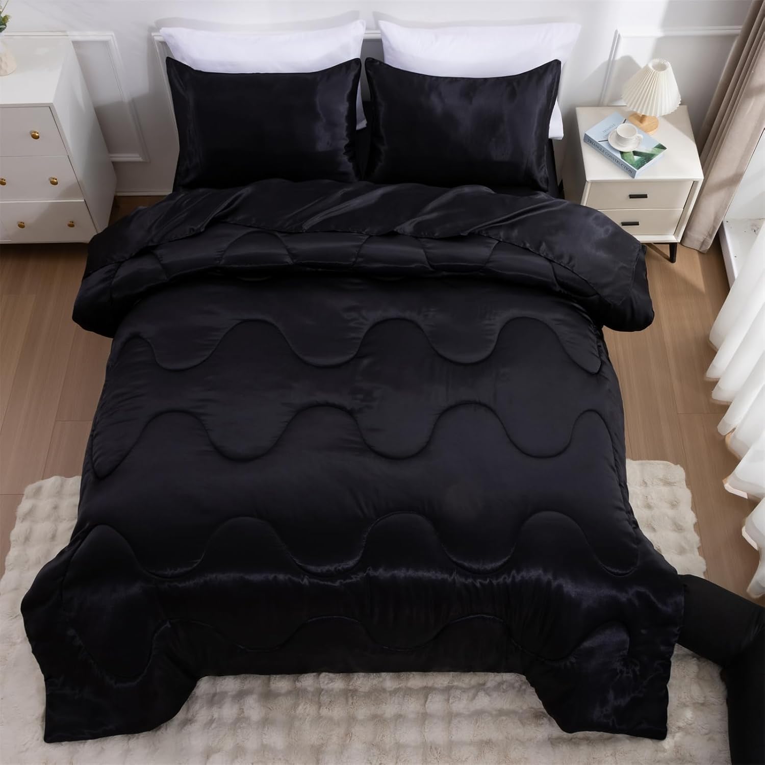 A Nice Night Satin Microfiber Comforter Set Queen Size