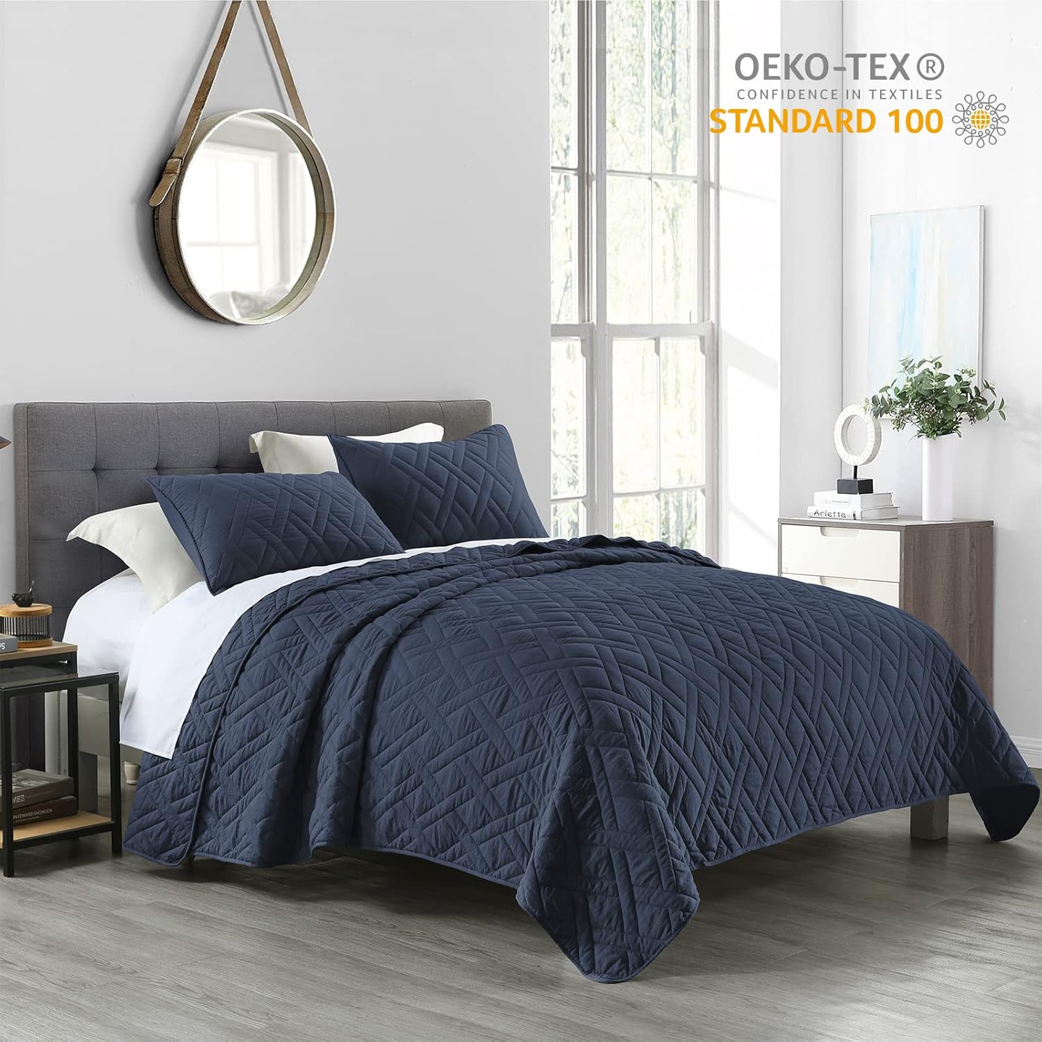 HORIMOTE HOME King Size Quilt Set Navy Blue 1