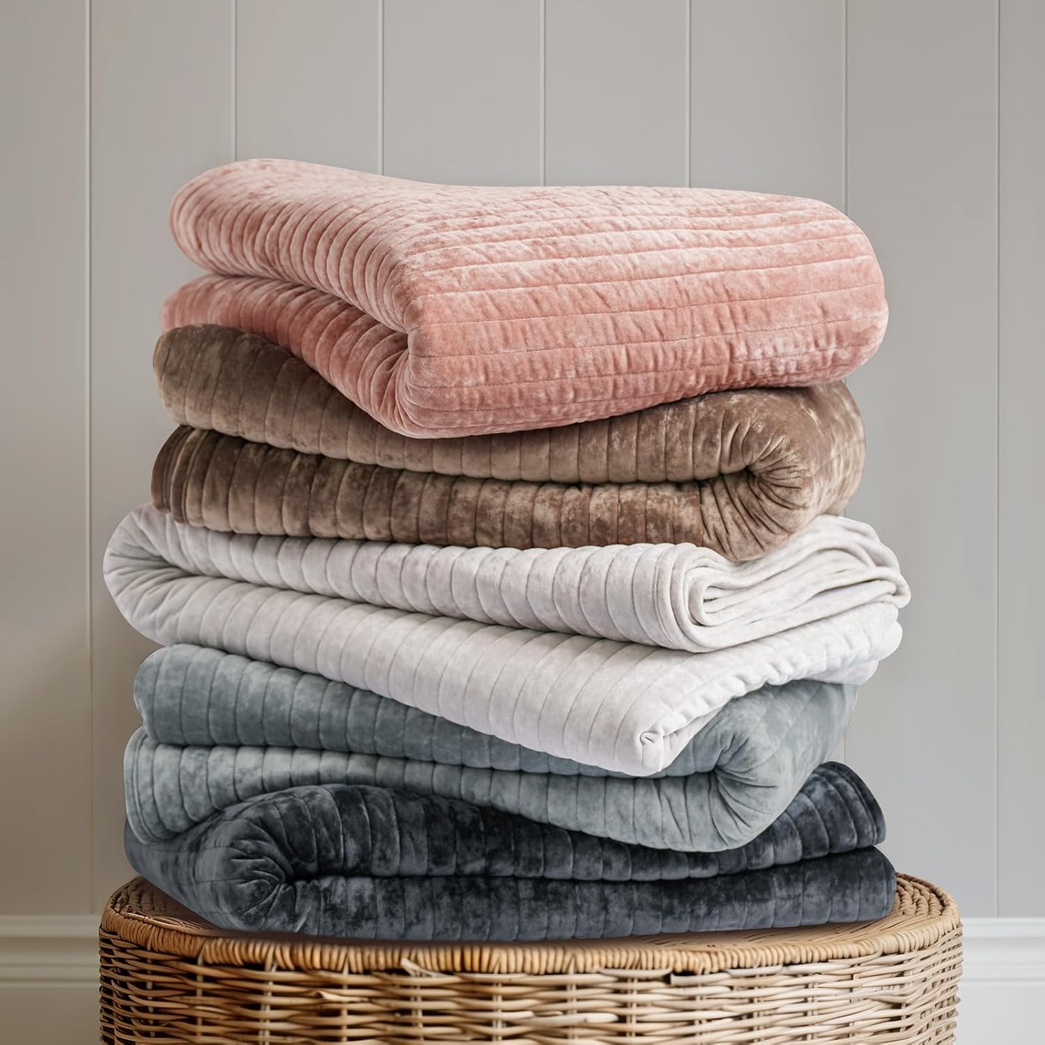 EVERGRACE Velvet Quilt Set - Dusty Blue King Size