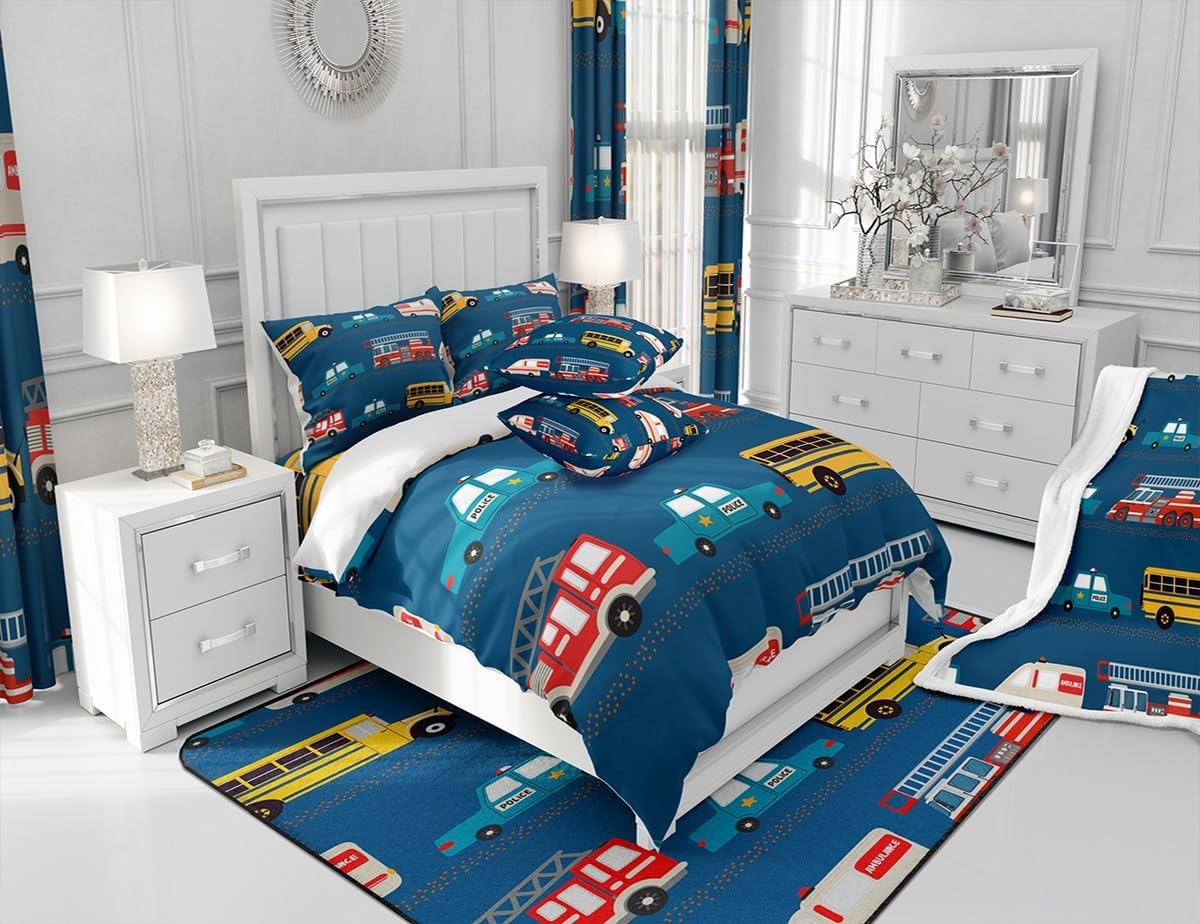 Feelyou Fire Truck Comforter Set for Kids