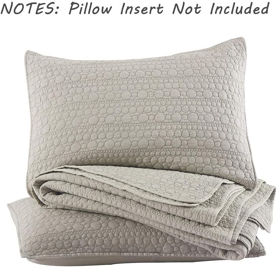 HORIMOTE HOME King Size Quilt Set - Beige Stone-Washed Microfiber