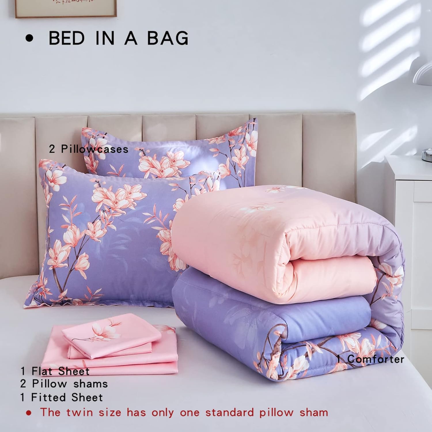 AIKASY Queen Comforter Set with Sheets 7-Pieces