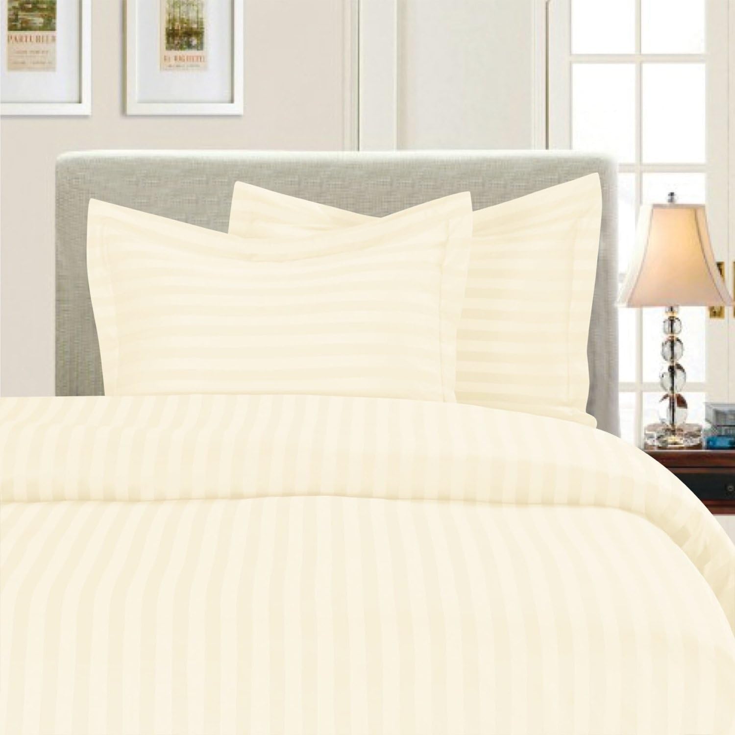 Elegant Comfort Luxury 3-Piece Striped Duvet Cover Set - KingCalifornia King