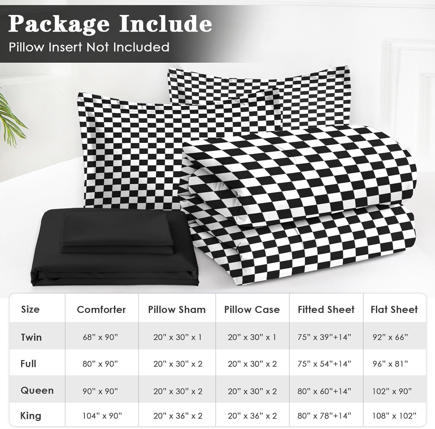 Nesphy Plaid Checkerboard Quilt Comforter Set 5 Pcs Twin Size