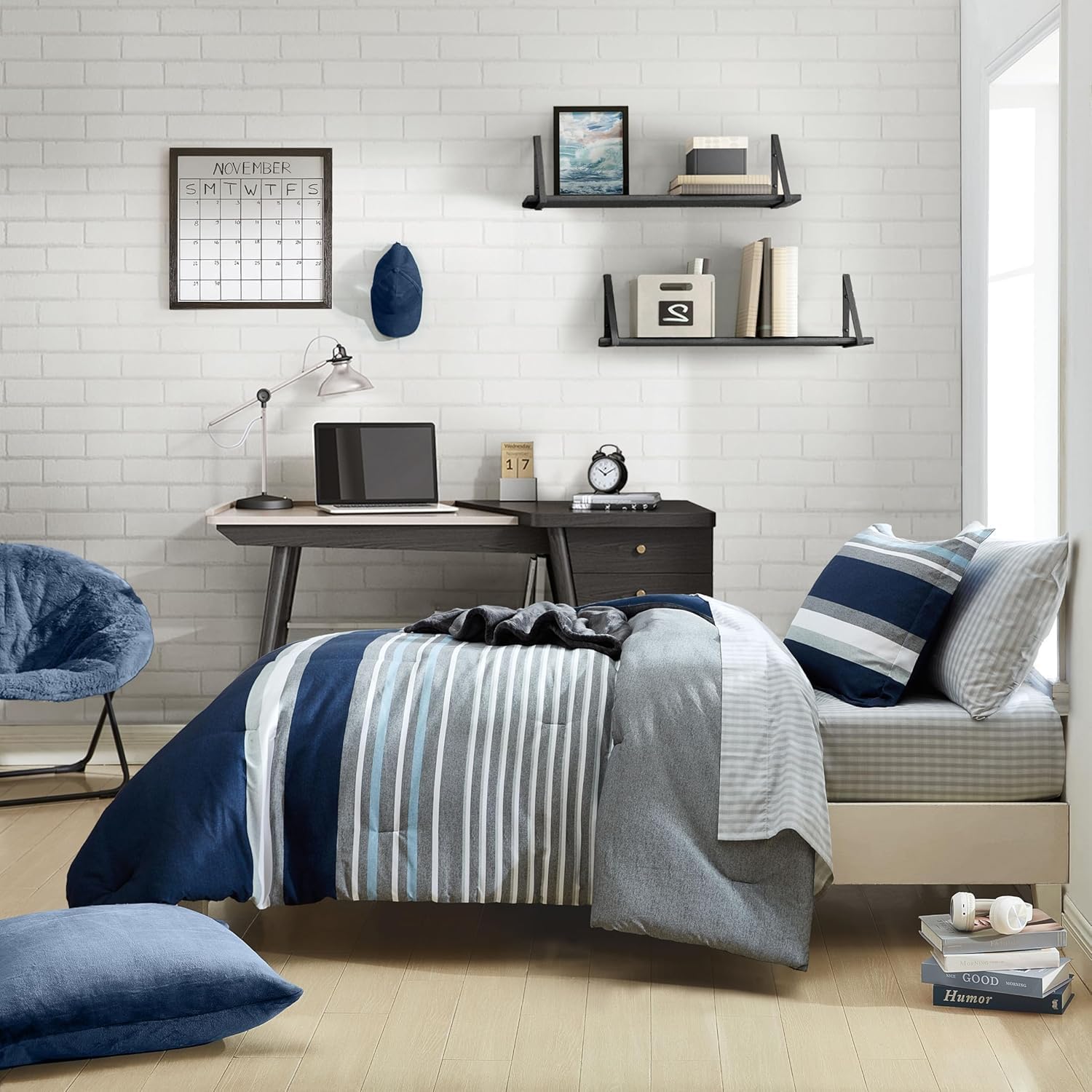 Nautica Comforter Set Reversible Heathered Block Grey