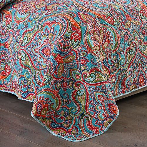 NEWLAKE Reversible Cotton Quilt Set with Floral Design Queen Size