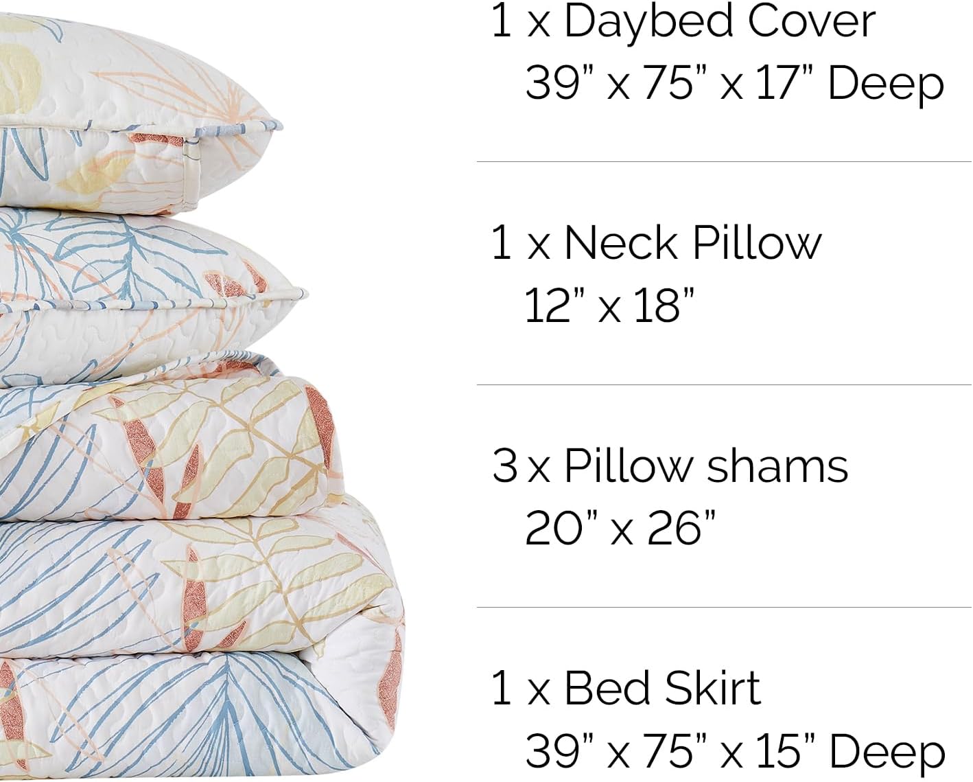 Southshore Fine Living Twin Daybed Comforter Set Tropic Leaf