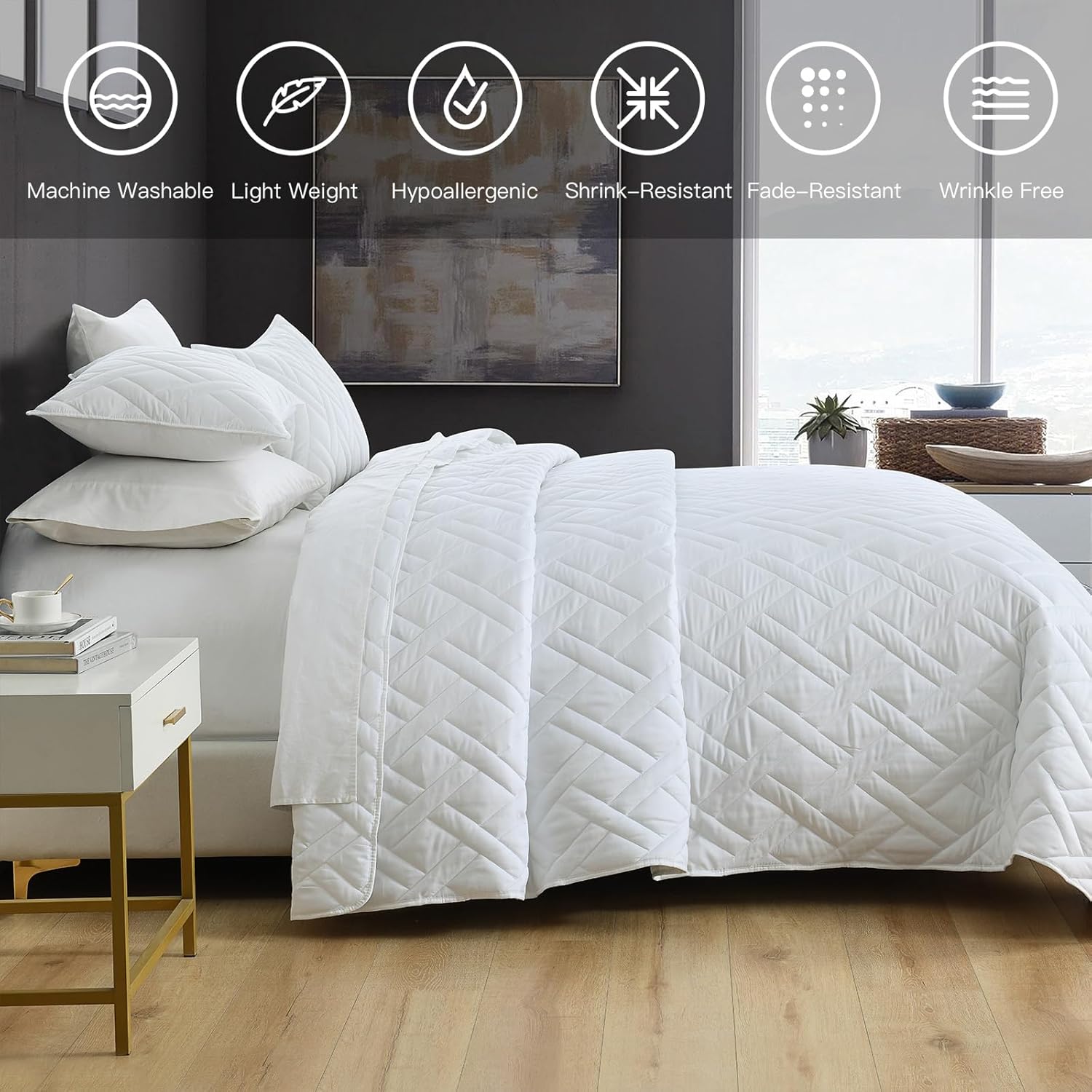 HORIMOTE HOME Queen Size Quilt Set with Diamond Pattern