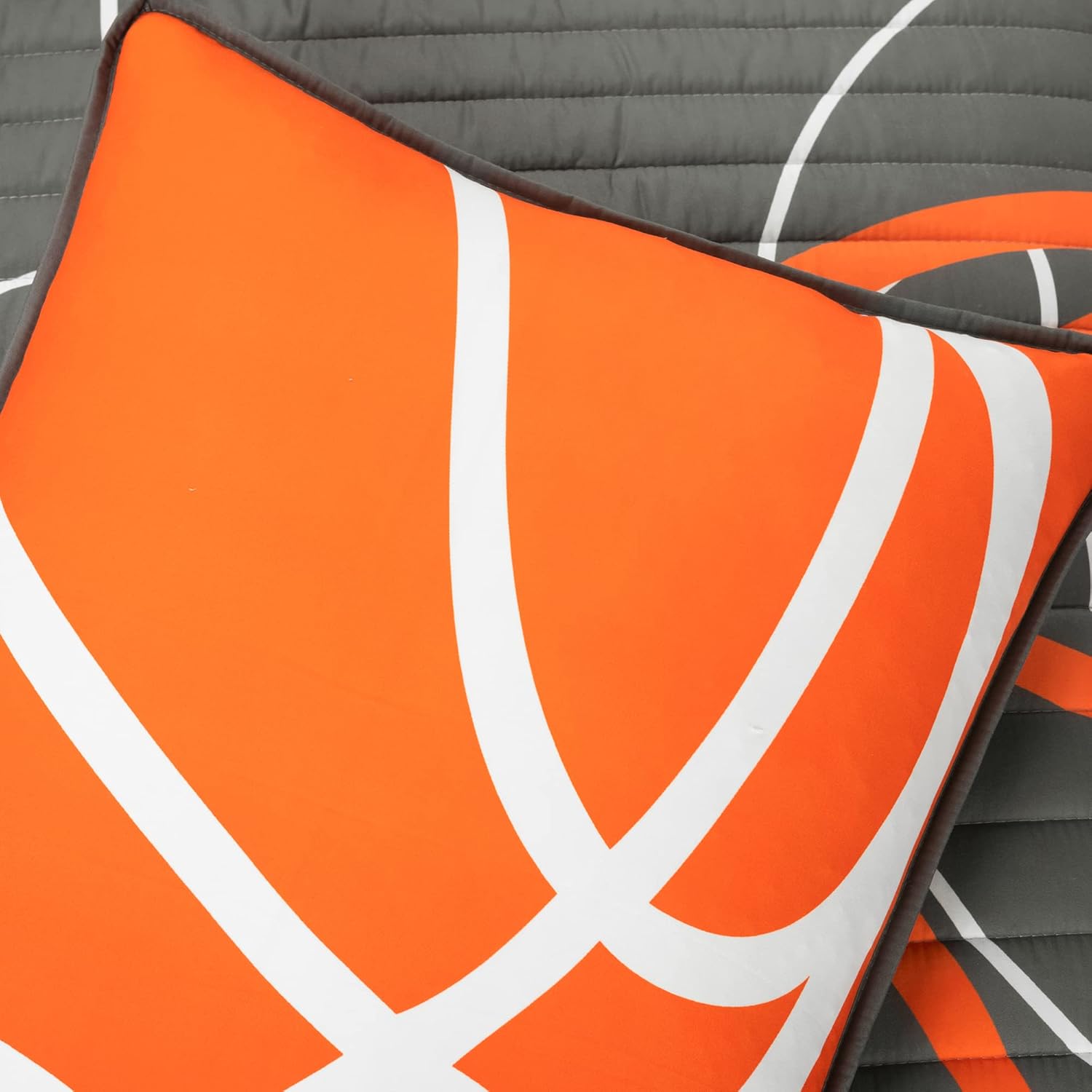 Lush Decor Basketball Quilt Set 4 Piece Twin Charcoal