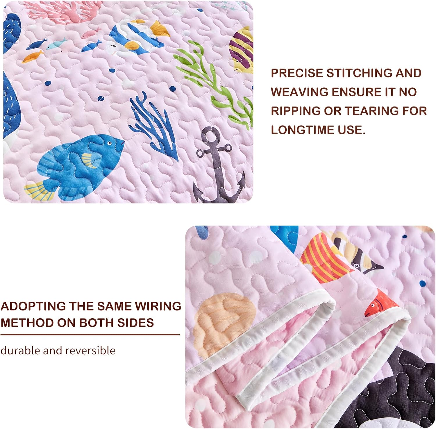 Joyreap 2-Piece Twin Size Cotton Quilt Set with Ocean Design