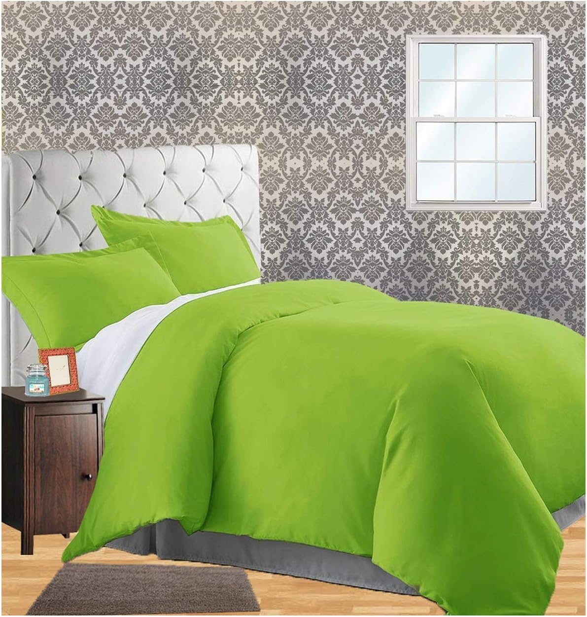 Wrinkle Resistant 2-Piece Duvet Cover Set - TwinTwin XL 1500 Series Sleek Lime