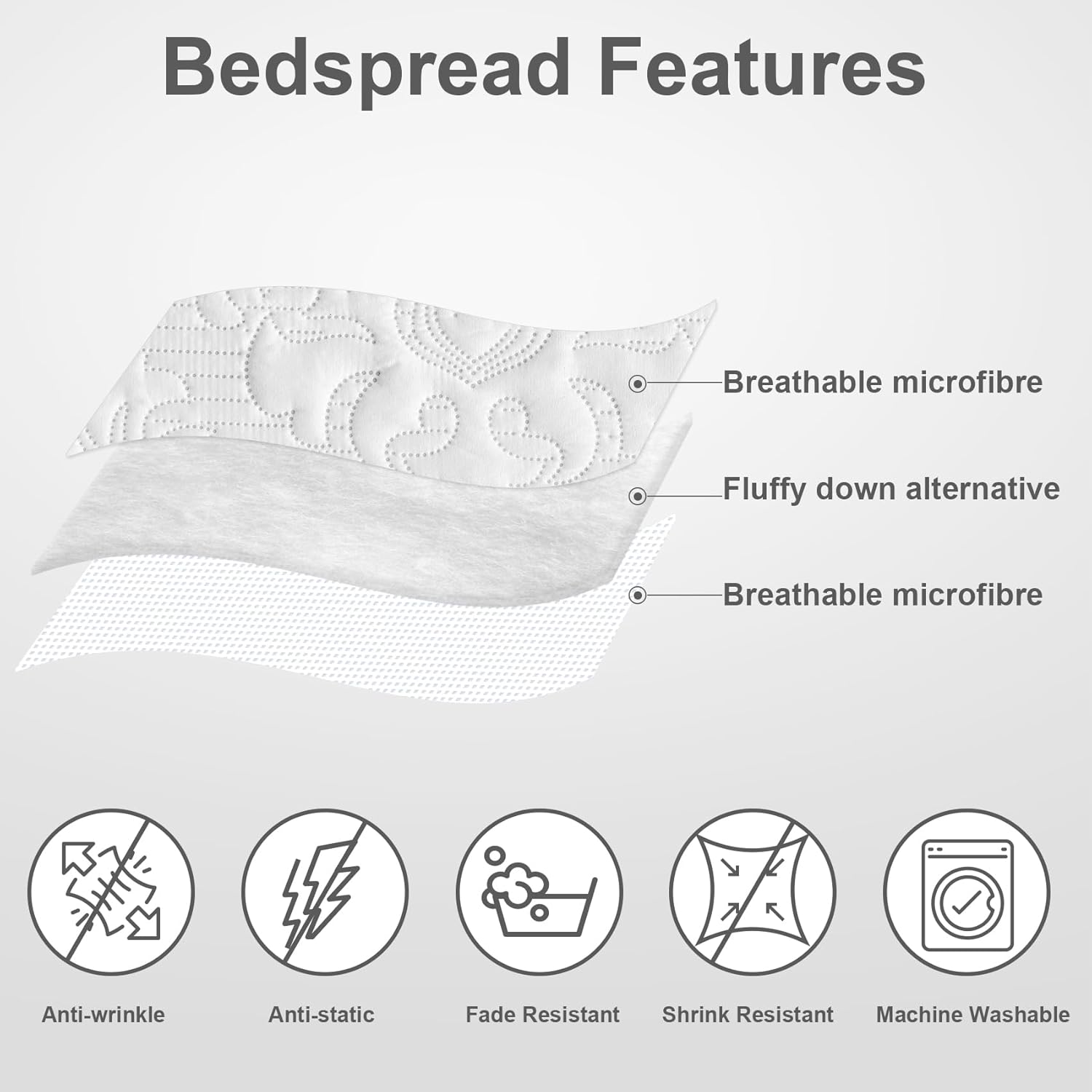 Hansleep White Quilt Twin Set - Damask All Season Bedspread