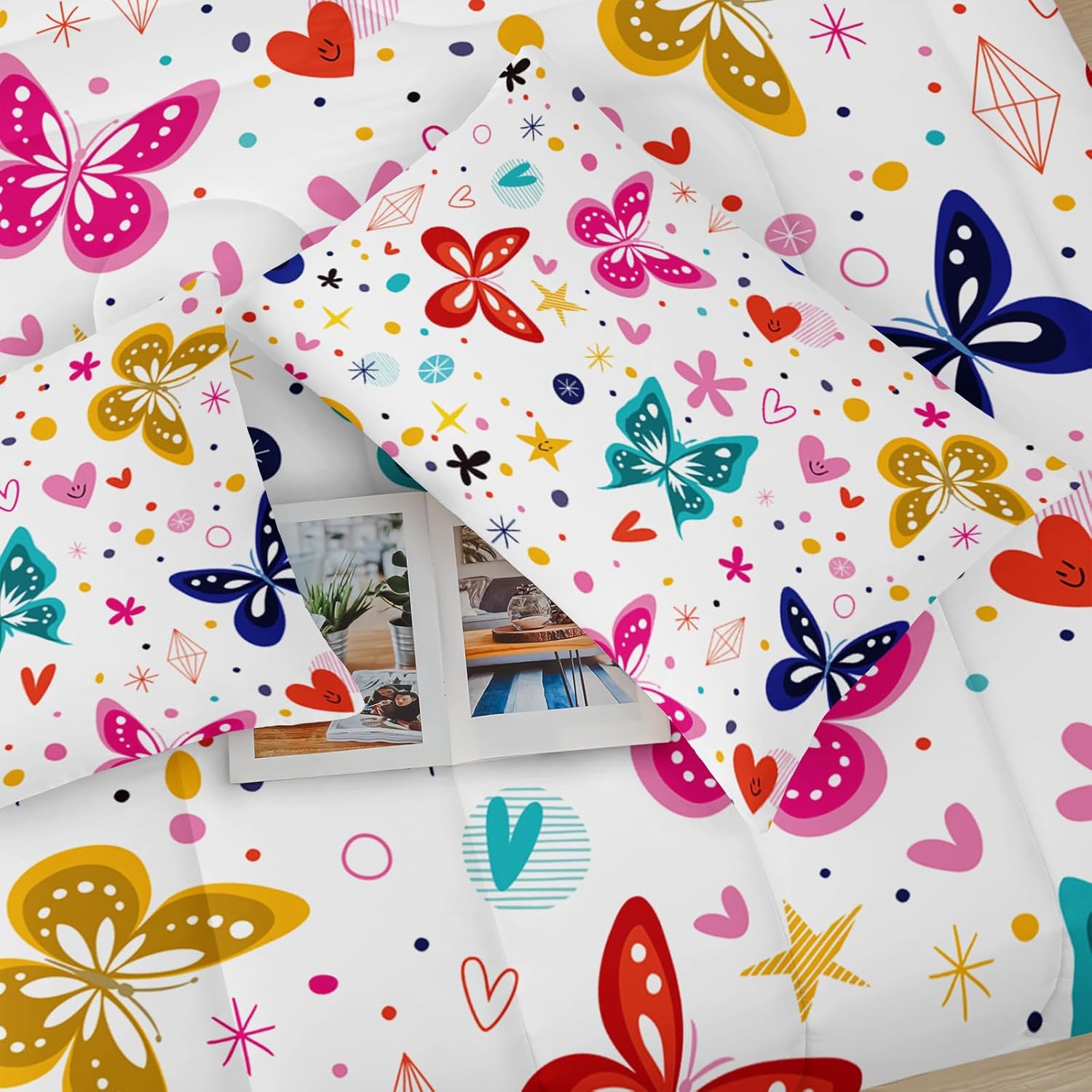 Colorful Butterfly Comforter Set for Girls