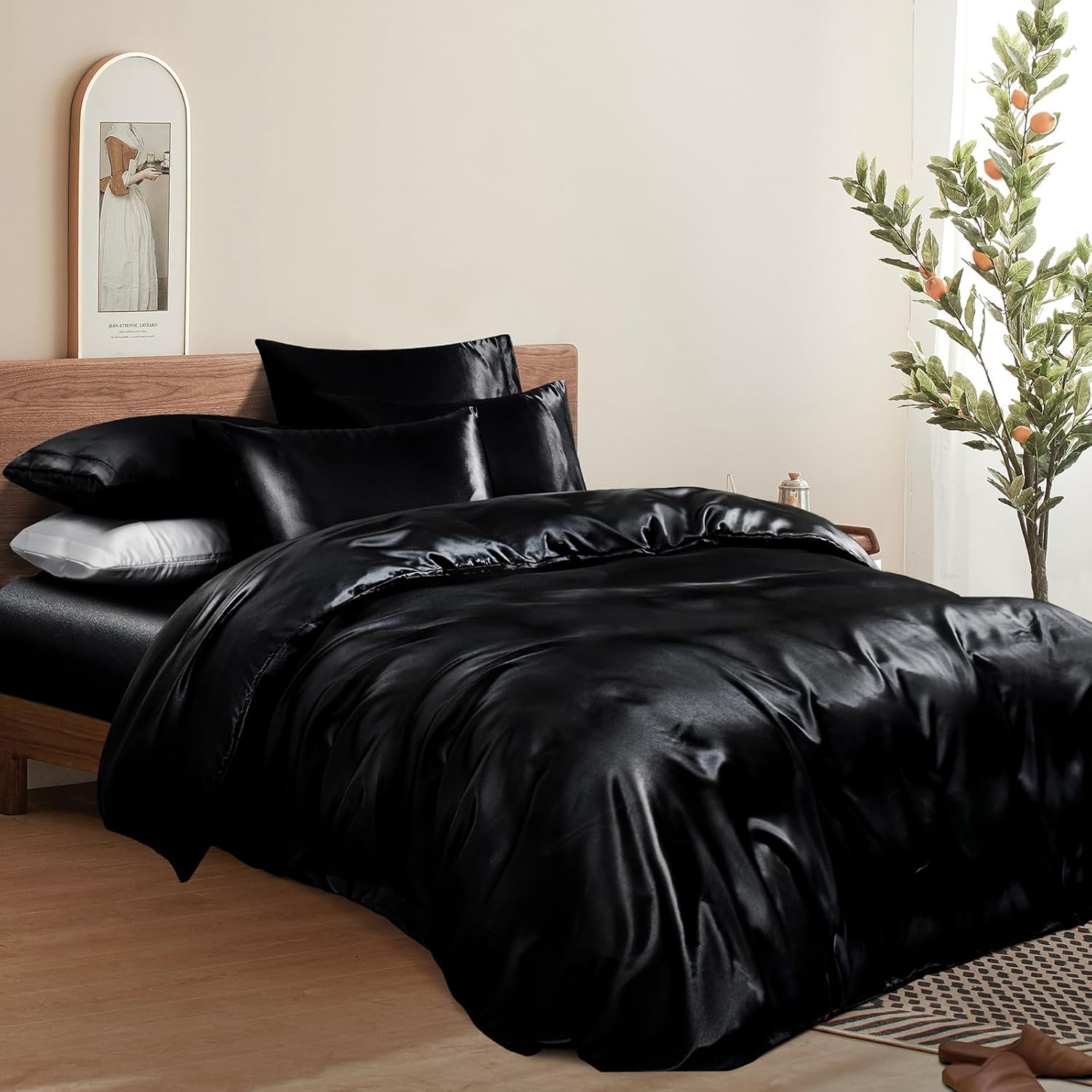 Manyshofu 6Pcs Black Duvet Cover Set King Size