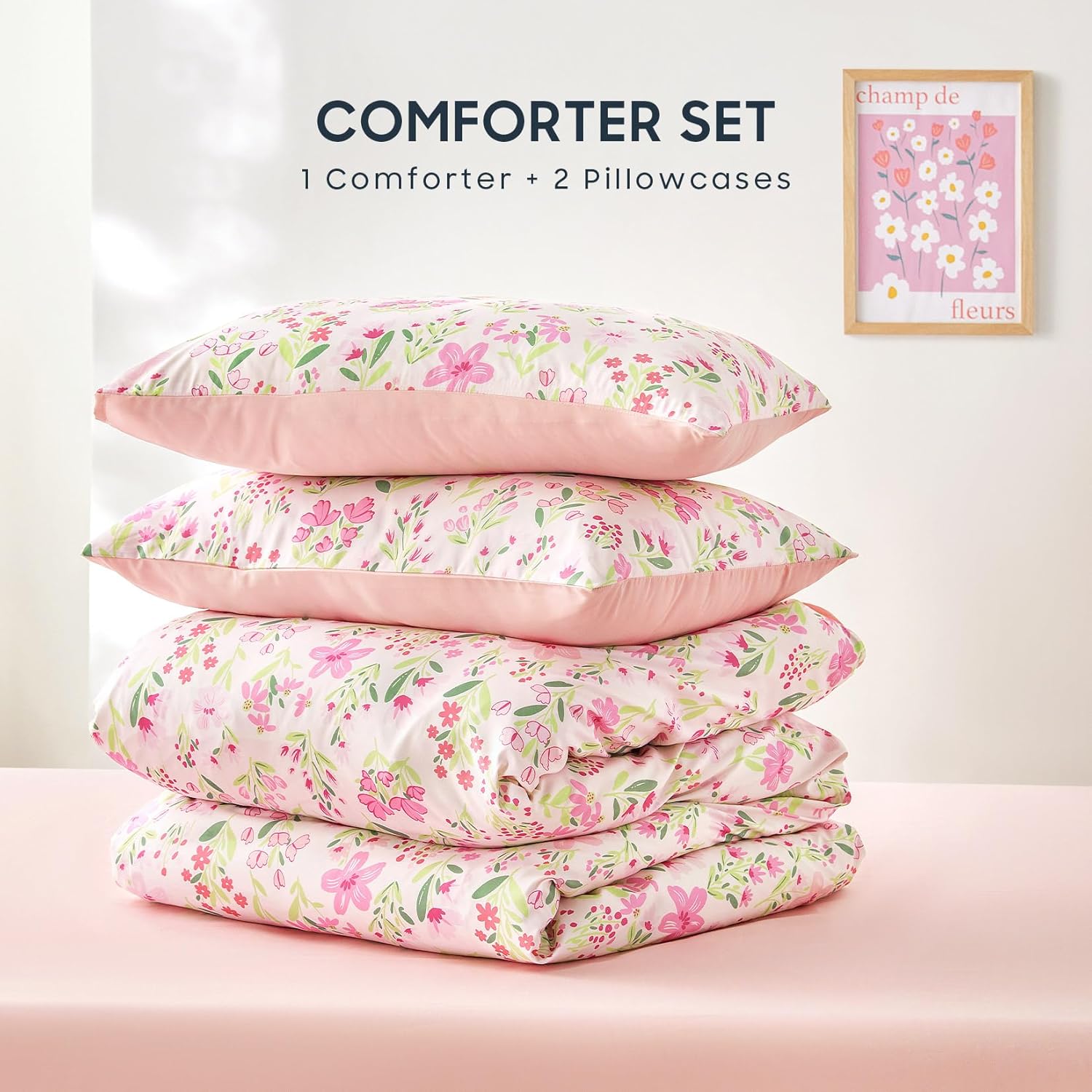 Wake In Cloud Floral Comforter Set 3 Piece