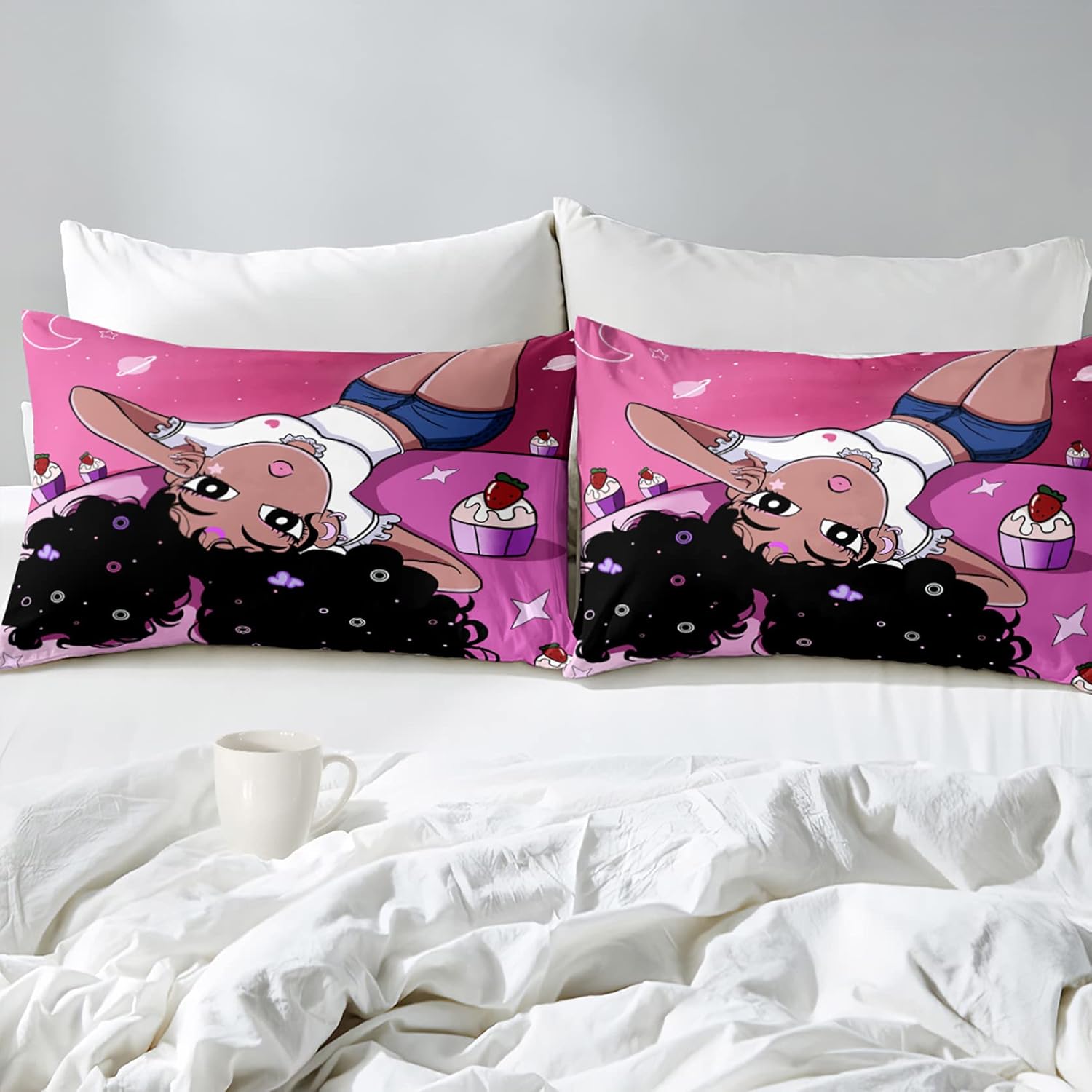Black Girl Comforter Set with 2 Pillowcases
