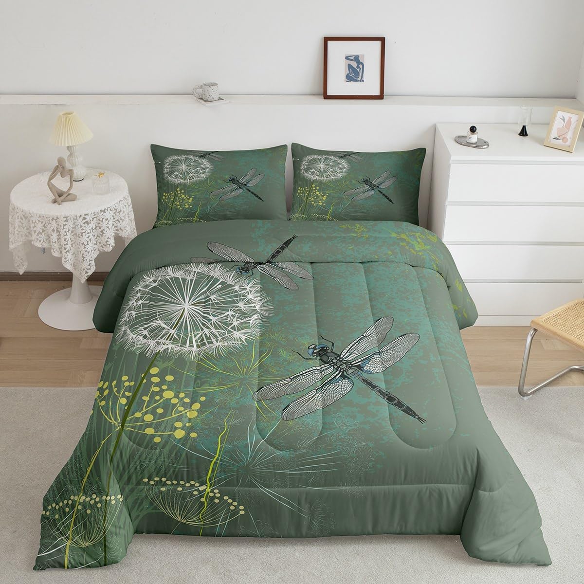 Homewish Dragonfly Comforter Set King Size 3Pcs
