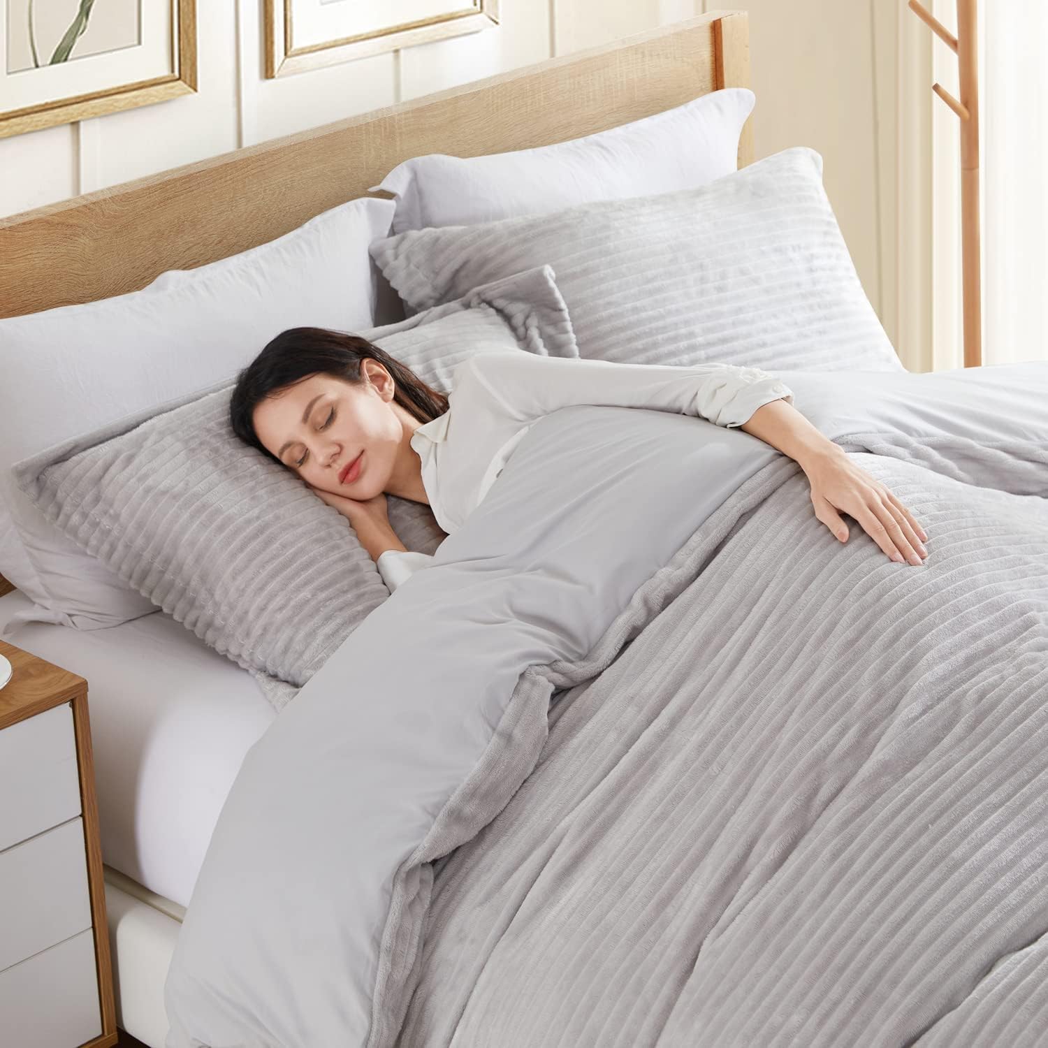 Hearth Harbor Premium Flannel Duvet Cover Set - 3 PC Silver Gray