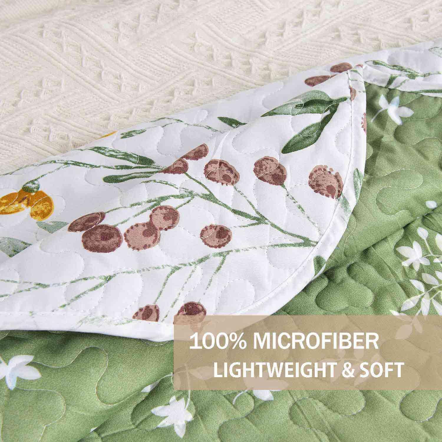 Nanko Queen Size 3 Pcs Floral Quilt Set