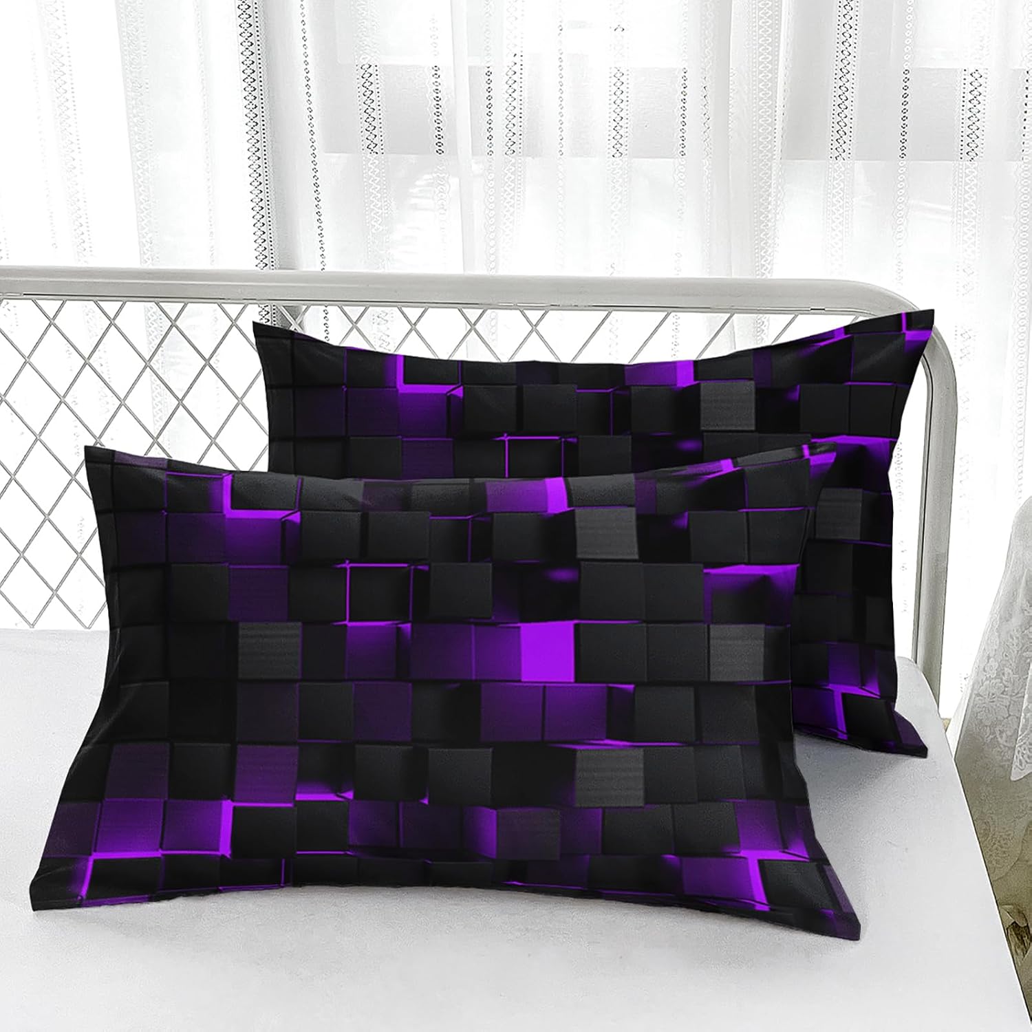 Nttopship Geometric Violet Comforter Set 3-Piece