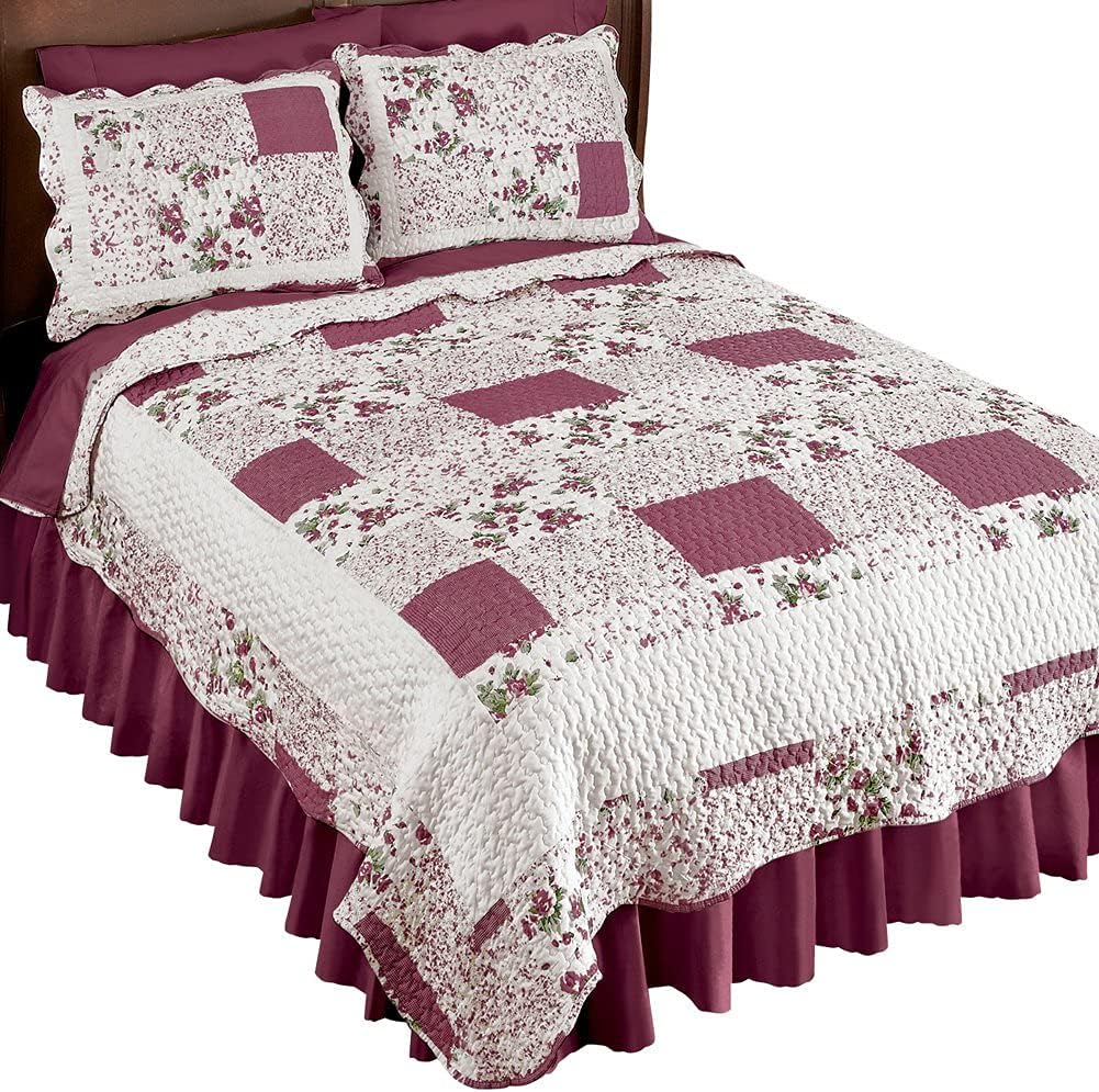 Collections Etc Hadley Floral Patchwork Reversible Quilt King