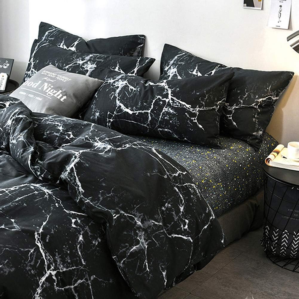 Cottonight Black Marble Comforter Set Queen