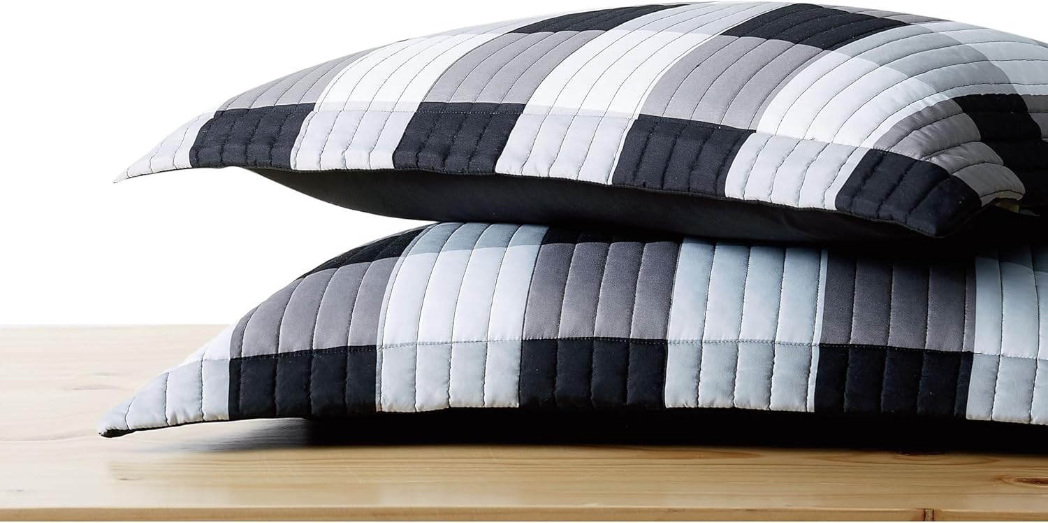 TRULY SOFT 3-Piece Black Buffalo Plaid Quilt Set