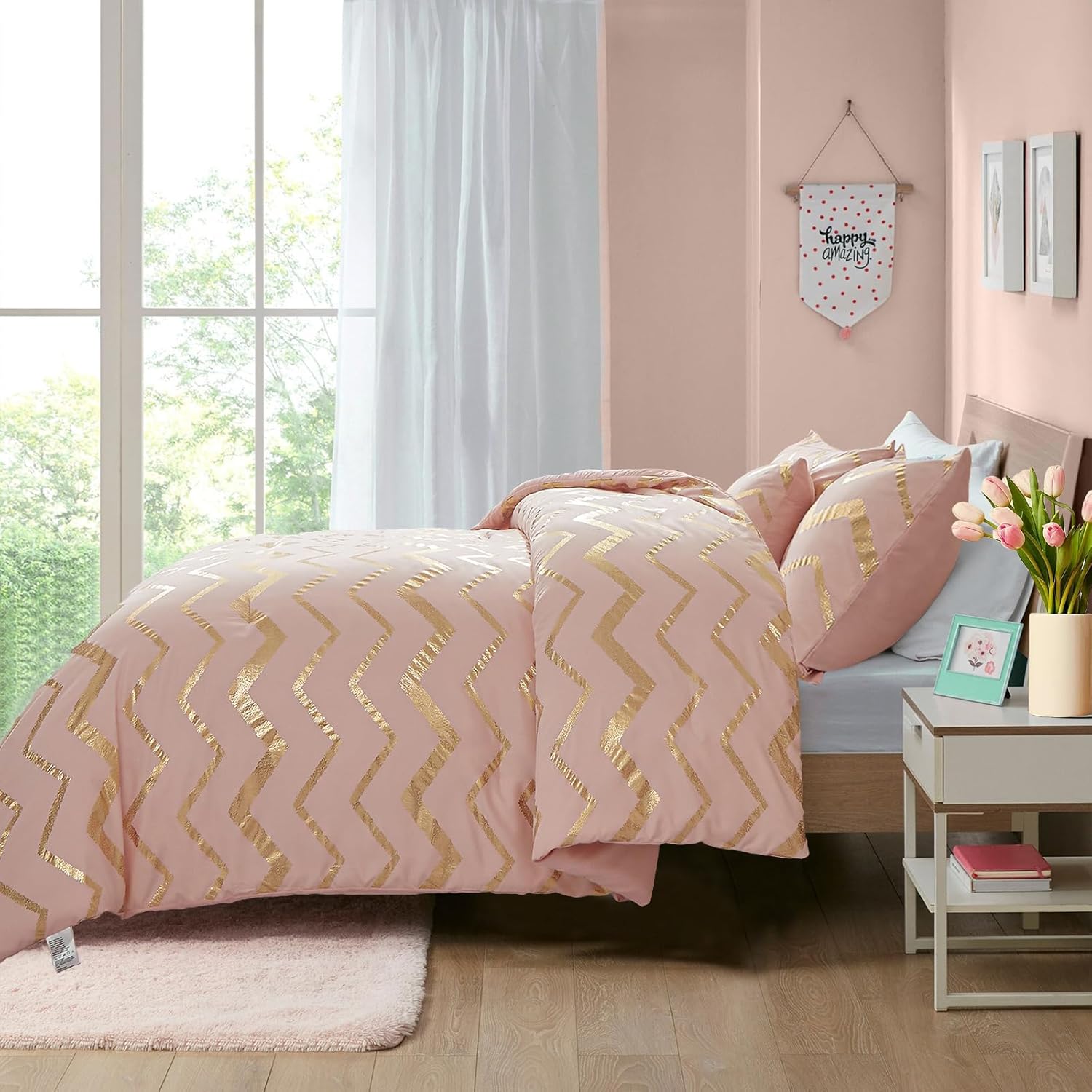 Menghomeus Glitter Metallic Comforter Set Queen Full