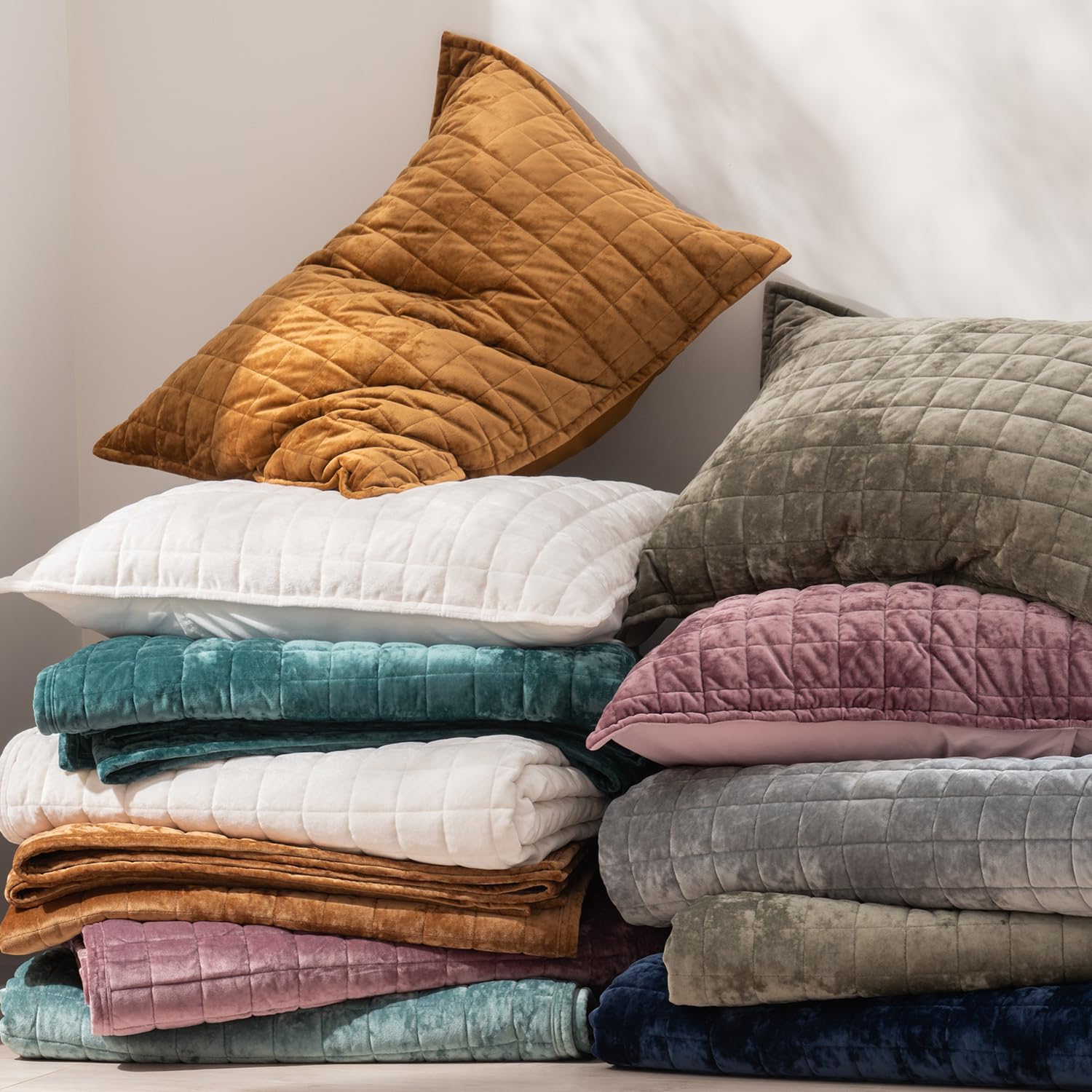 RECYCO Luxury Velvet Quilt Set Twin Size Gray