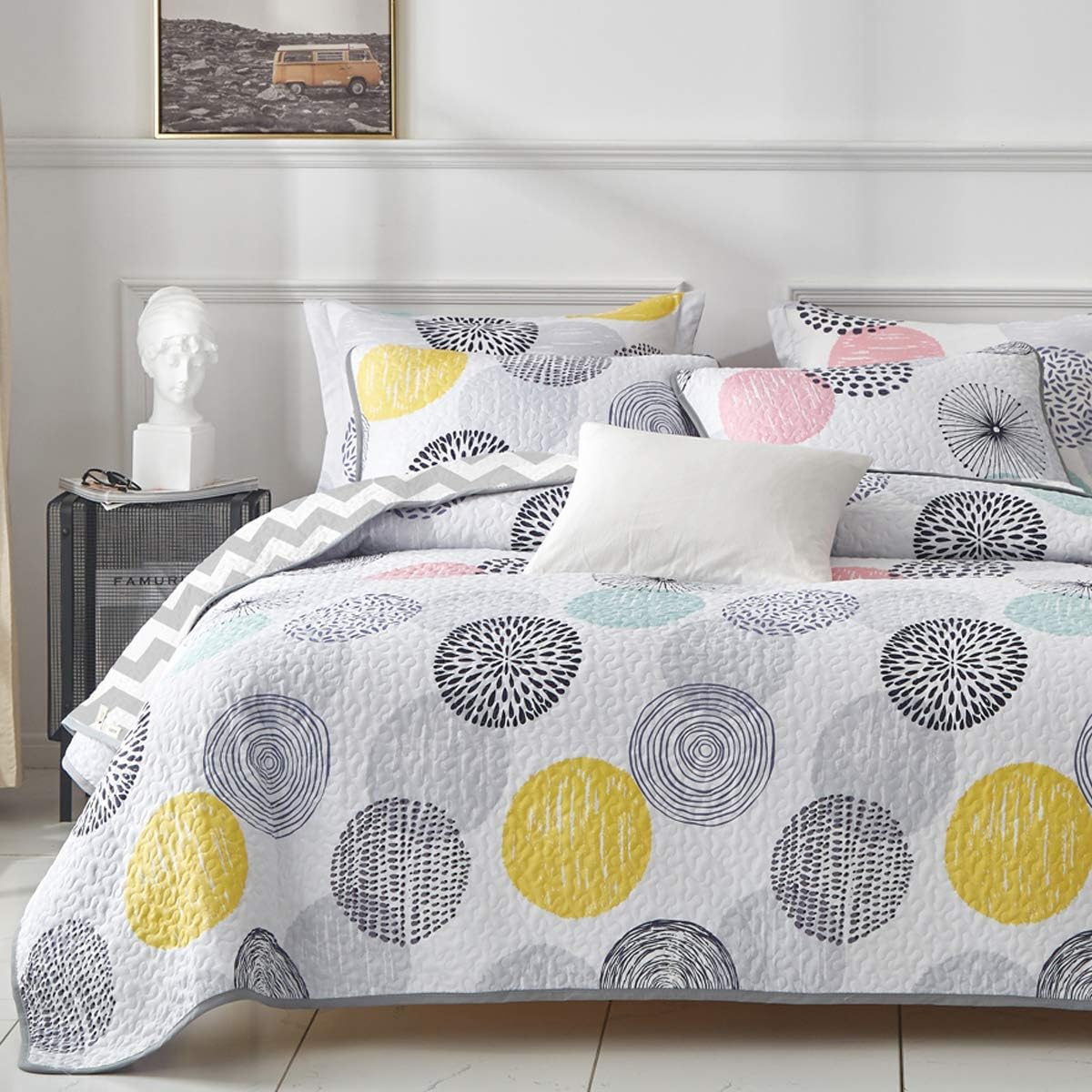 UOZZI BEDDING 3 Piece Reversible Quilt Set Queen Size 1