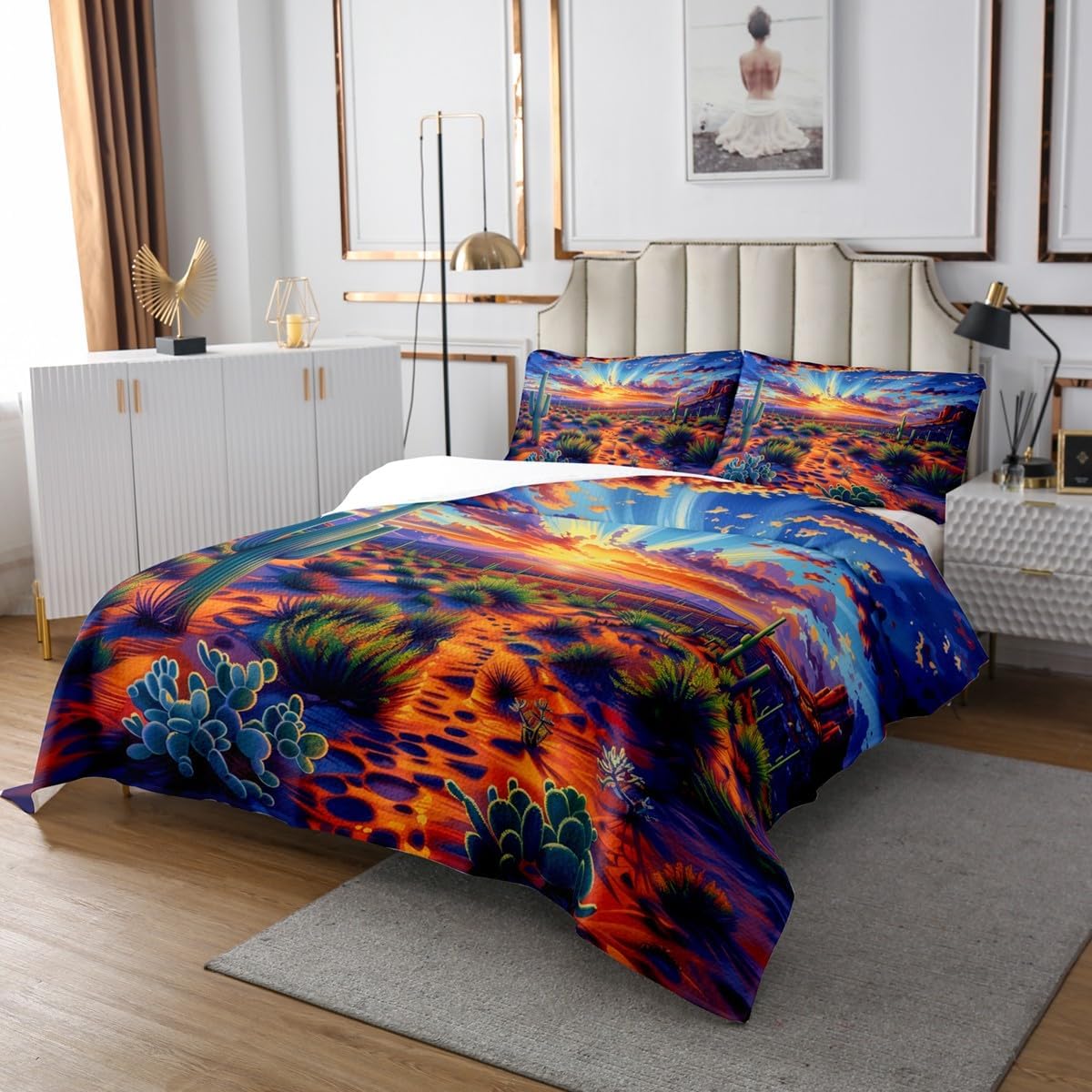 Erosebridal Neon Cactus Quilt Set King Size 1