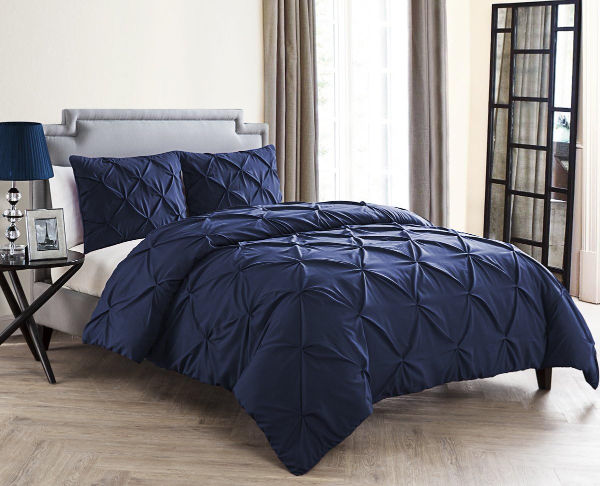 VCNY Home Duvet Cover Set with Button Closure and Puckered Diamond Design