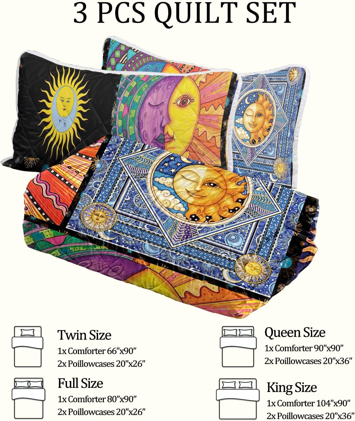MASTERMARK Bohemian Sun Moon Pattern Quilt Set