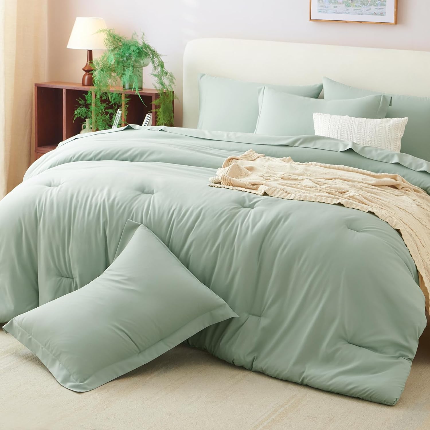 CozyLux Twin XL Comforter Set Sage Green