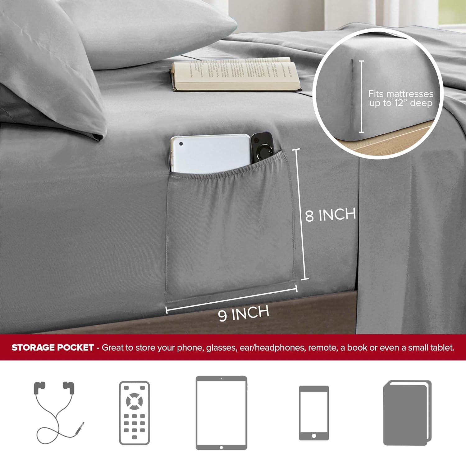 Comfort Spaces Colin Bed in a Bag Twin XL RedGrey