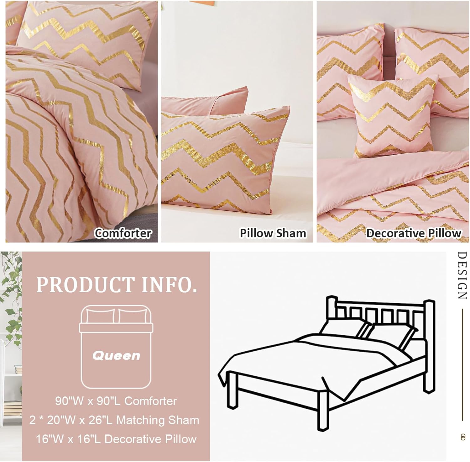 Menghomeus Glitter Metallic Comforter Set Queen Full