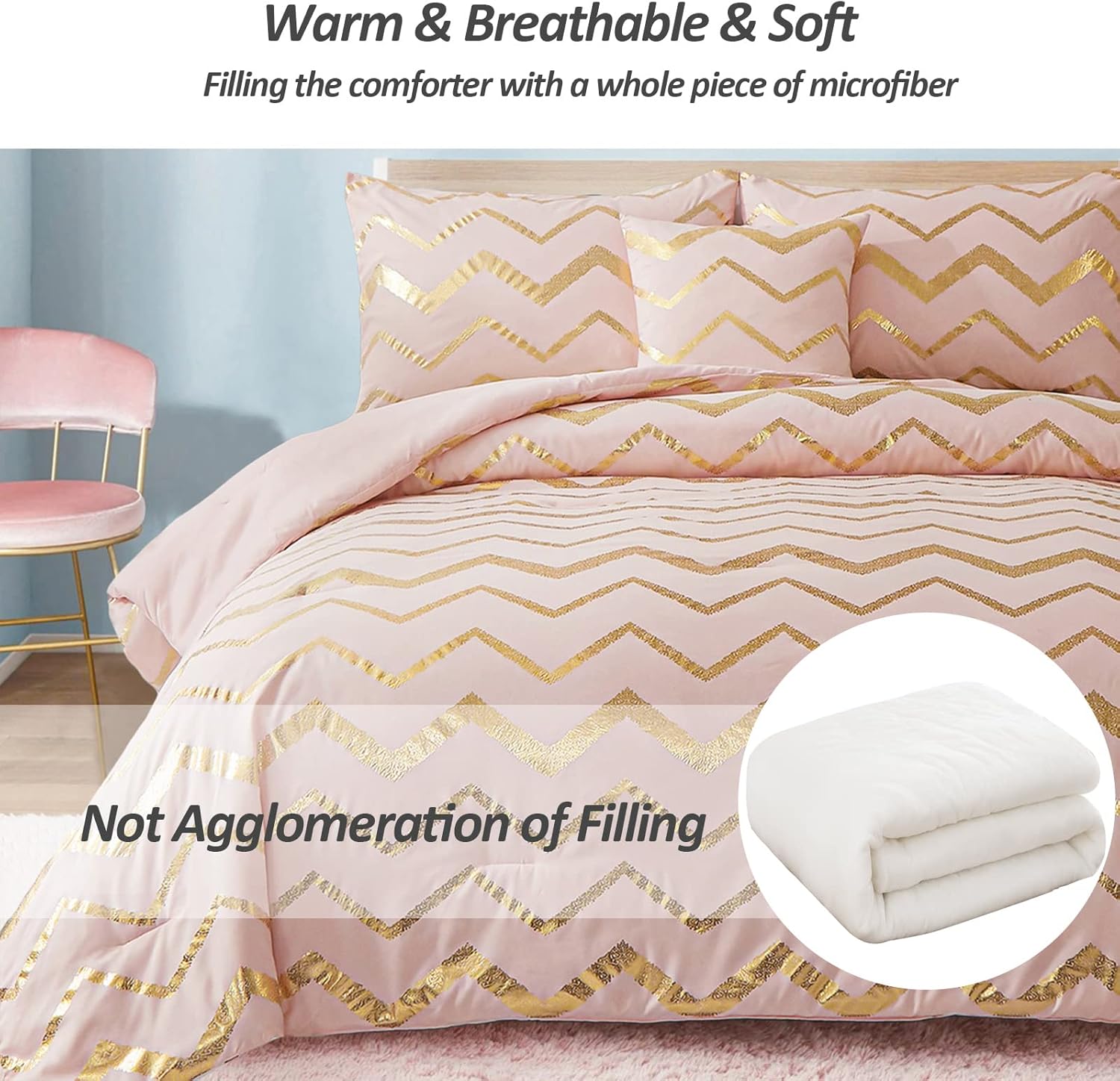Menghomeus Glitter Metallic Comforter Set Queen Full