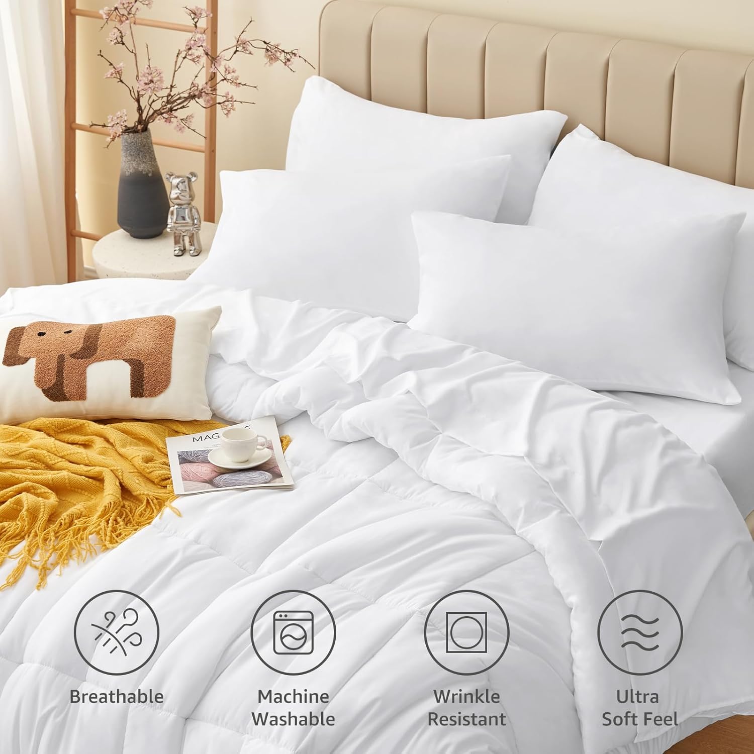CozyLux Twin XL Comforter Set - 5 Piece Bed in a Bag