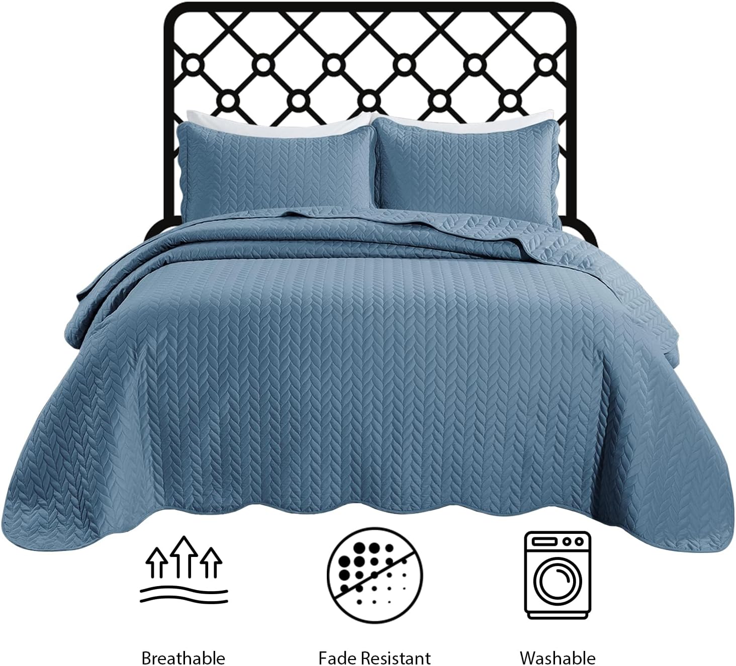 IR Imperial Rooms Light Blue Queen Quilt Set