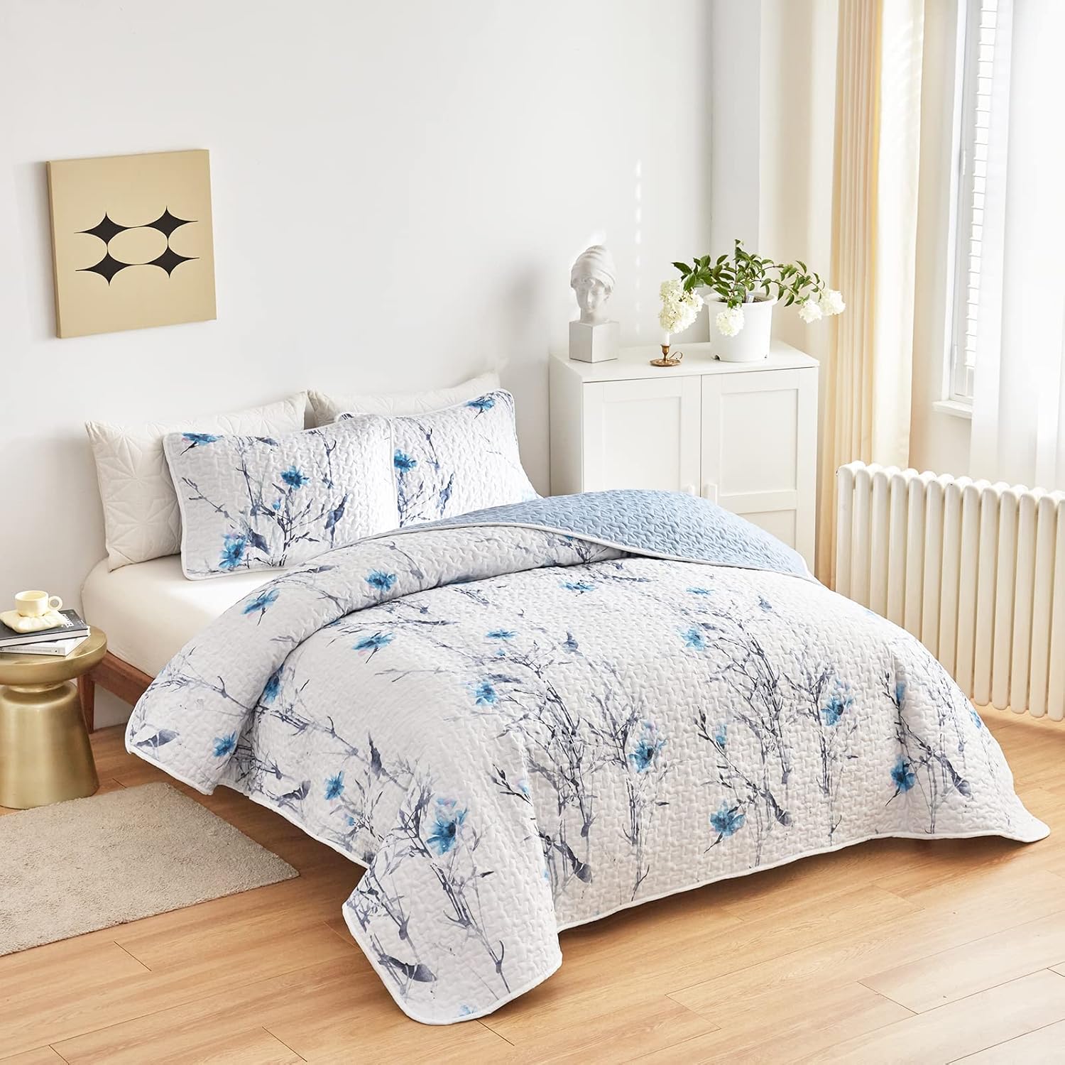 Flysheep Botanical Quilt Set 3 Pieces Queen Size
