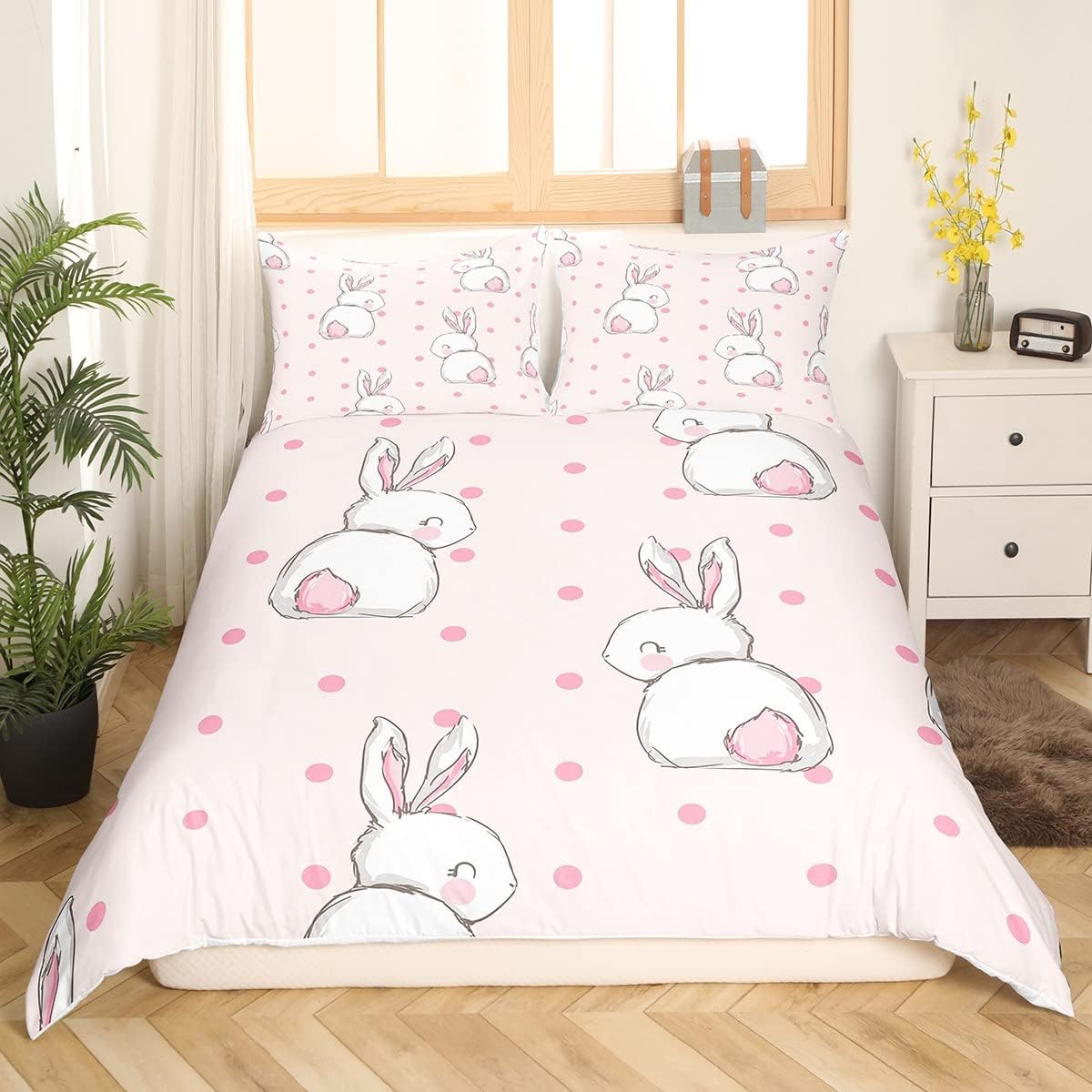 Cute Rabbit Duvet Cover Set for Kids and Adults