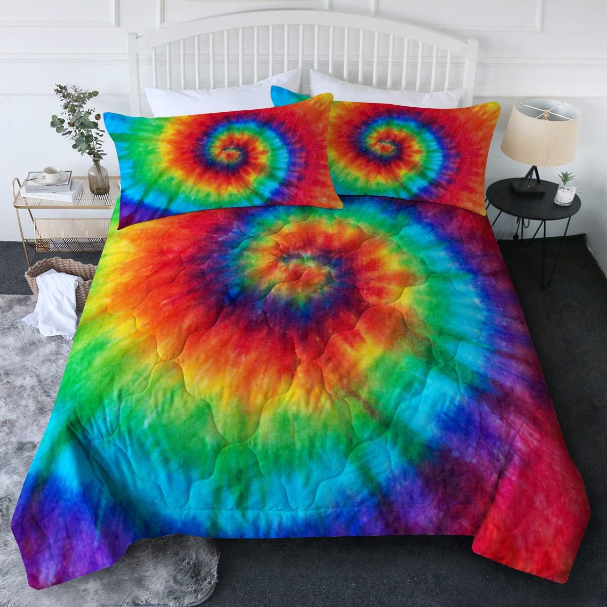BlessLiving Tie Dye Comforter Twin Set for Kids 1