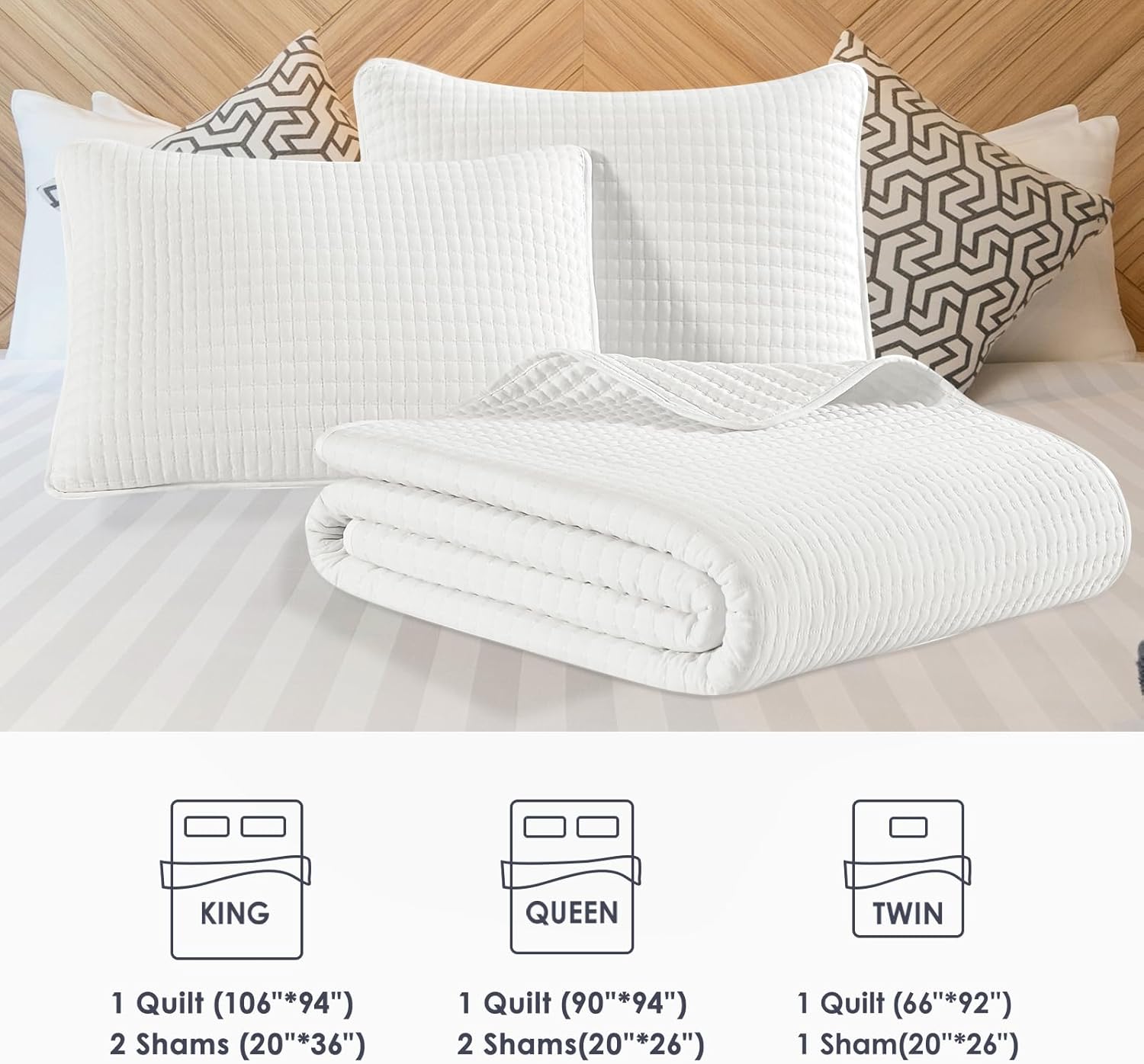 WRENSONGE Queen Quilt Set 3-Piece Microfiber