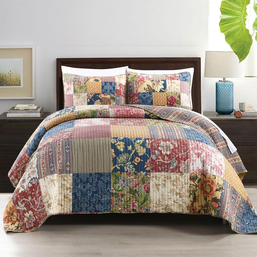 ENASAL Reversible Cotton Quilt Set Queen Size