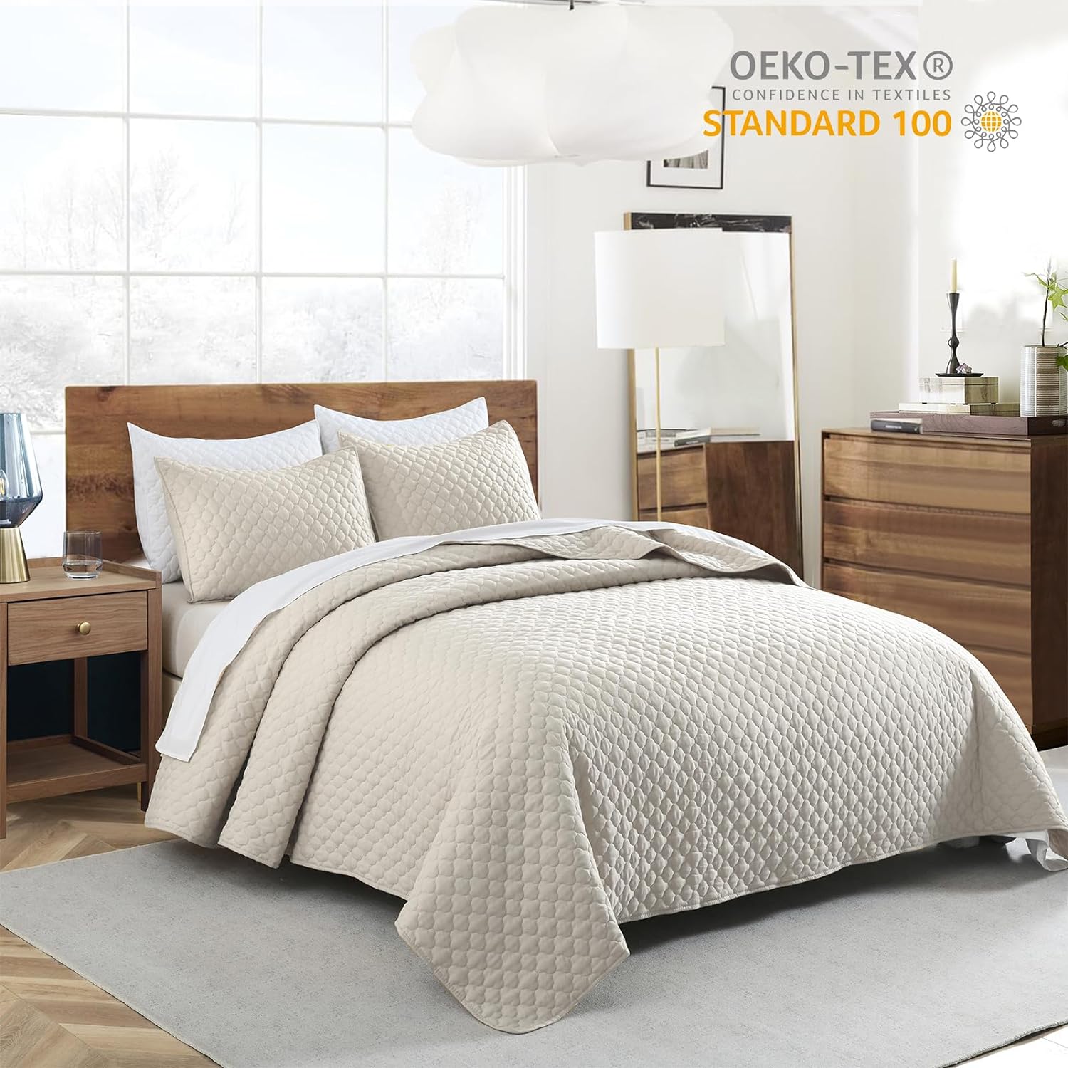 HORIMOTE HOME Quilt Set Queen Size Beige Cloud Pattern