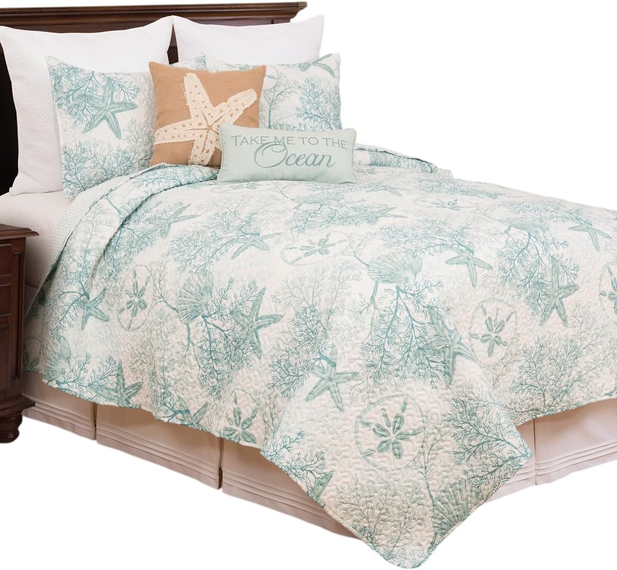 CF Home Ocean Treasures Blue Starfish Bed Quilt Set All Seasons