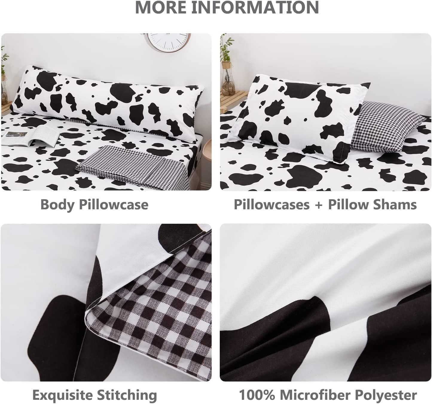 SUCSES King Size Cow Comforter Set 8 Pieces