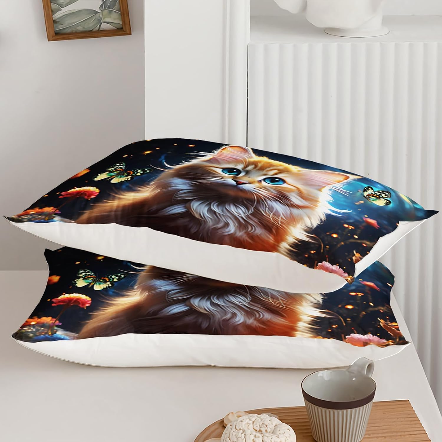 Ntlfup Kawaii Cat Comforter Set Twin Size 1