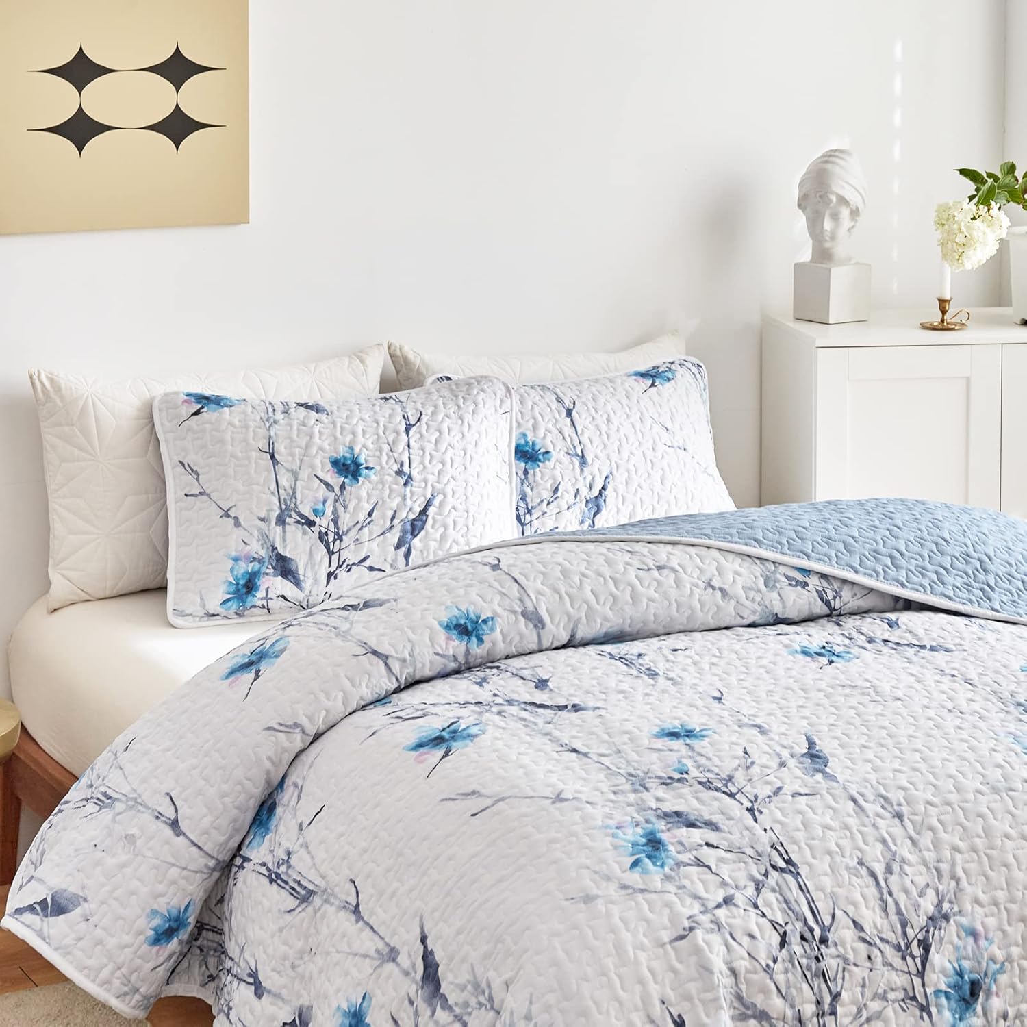 Flysheep Botanical Quilt Set 3 Pieces Queen Size